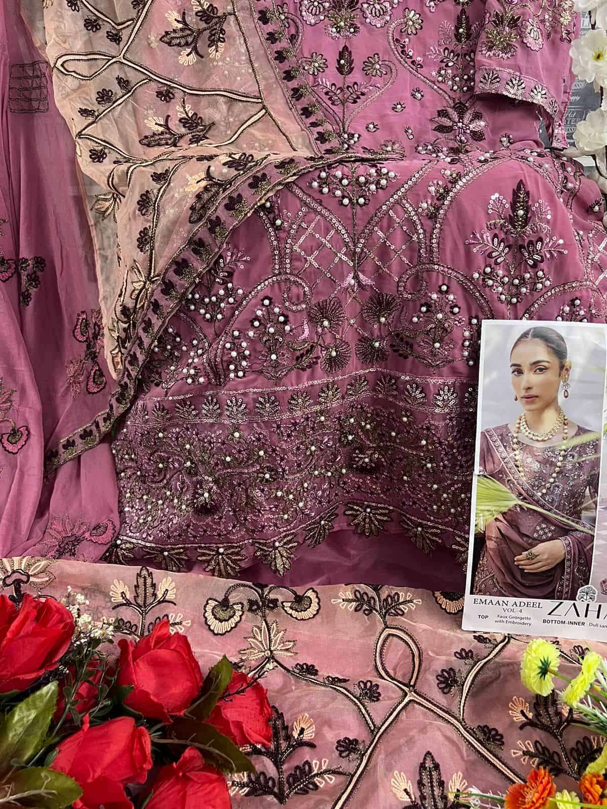 Zaha Emaan Adeel Vol 4 Pakistani Latest Designs Party Wear Suit Catalog Collection view 7