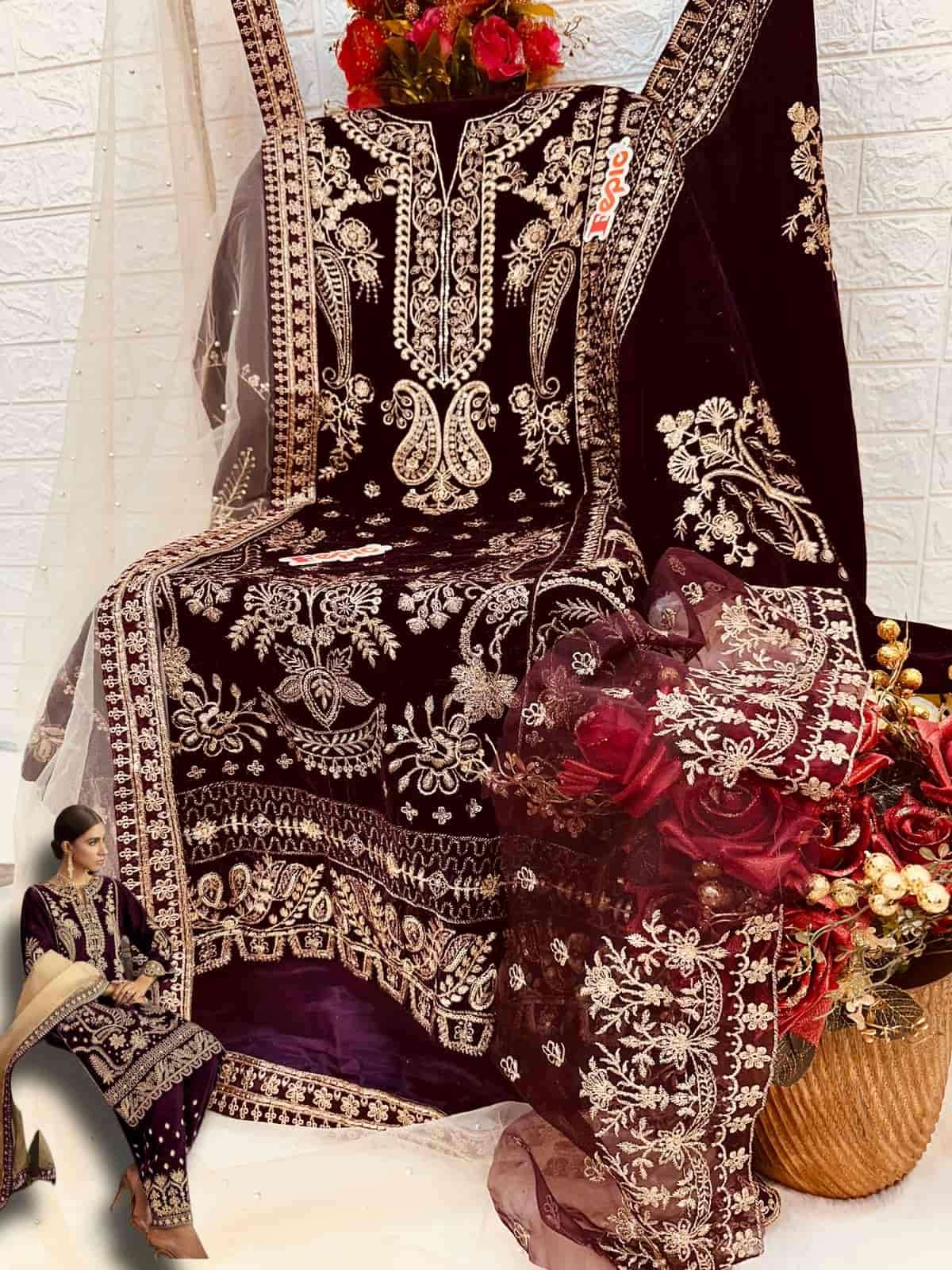 Fepic V 17017 Colors Pakistani Party Wear Style Designer Velvet Suit view 7
