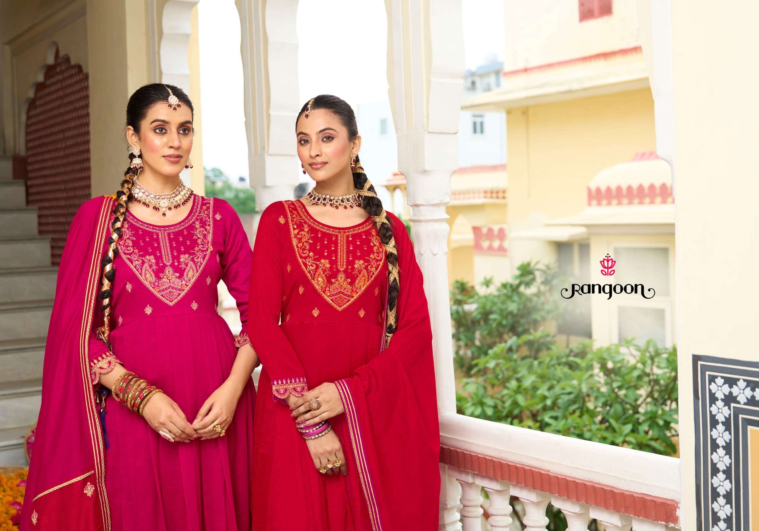Rangoon Banno Silk Anarkali Suit view 3