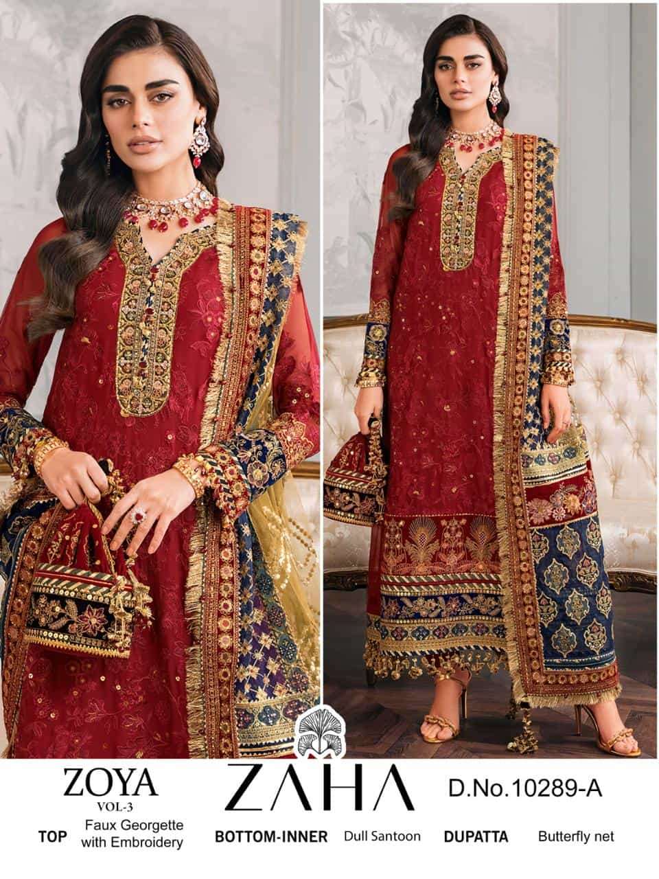 Zaha Zoya Vol 3 10289 Colors Pakistani Festive Wear Style Salwar Suit Wholesalers view 2