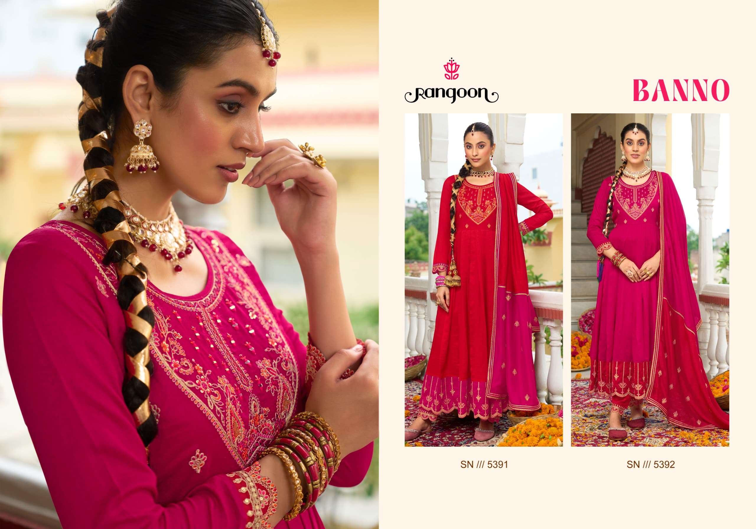 Rangoon Banno Silk Anarkali Suit view 6