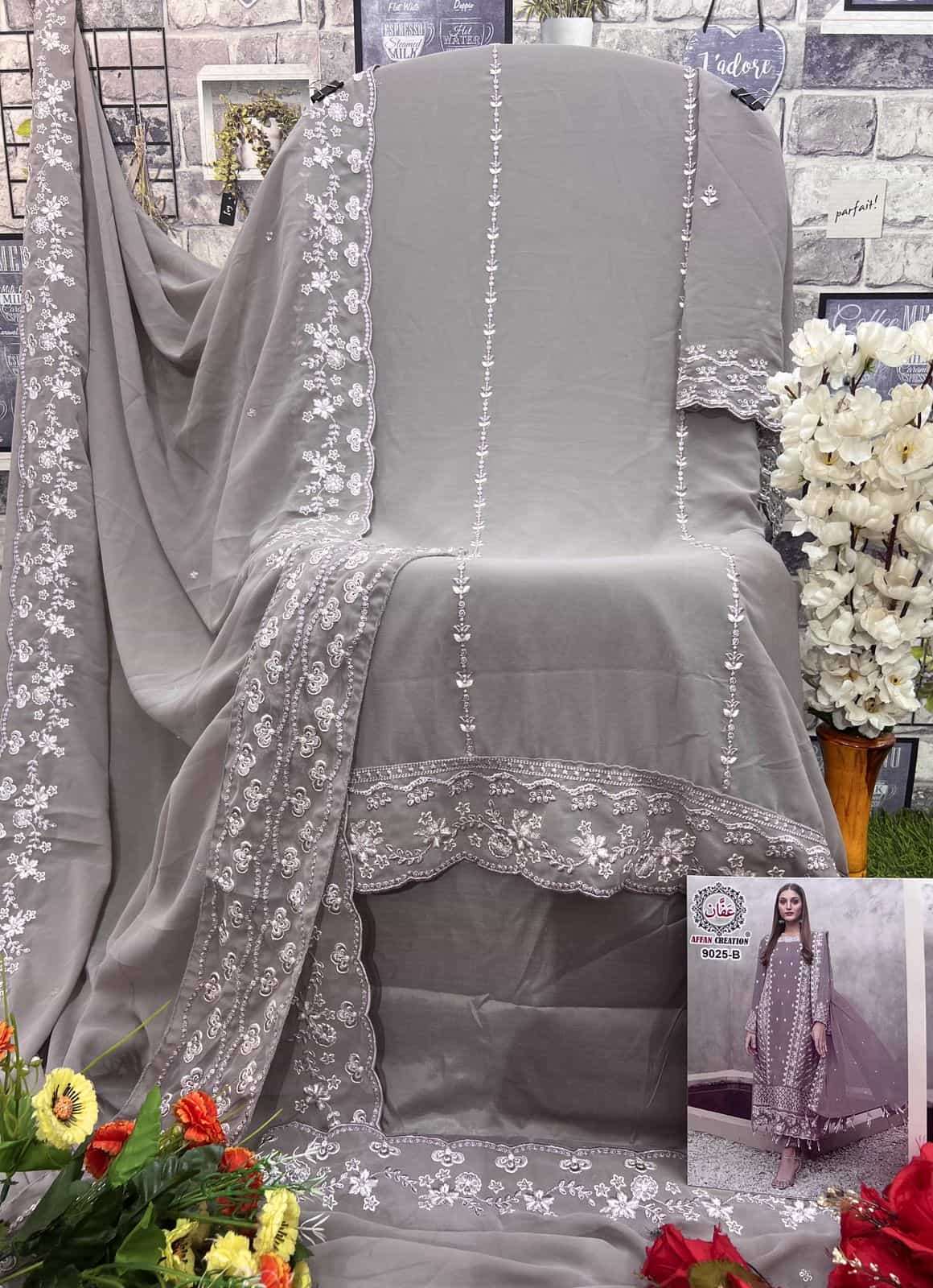 Affan Creation 9025 Colors Latest Fancy Designer Georgette Salwar Kameez Exporter view 4