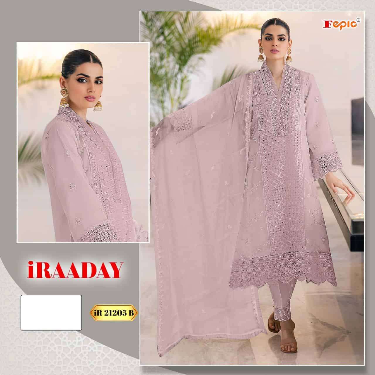 Fepic Iraaday IR 21205 Colors Fancy Embroidered Organza Suit Wholesalers view 3