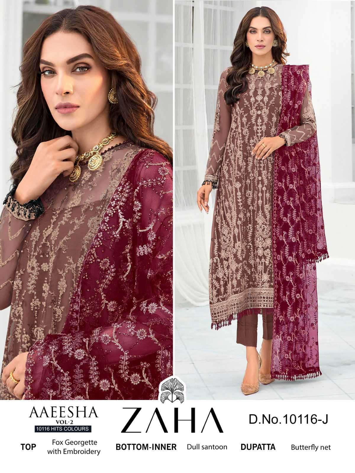 Zaha Aaeesha Vol 2 10116 Hits Colours 3 Designer Pakistani Dress view 4
