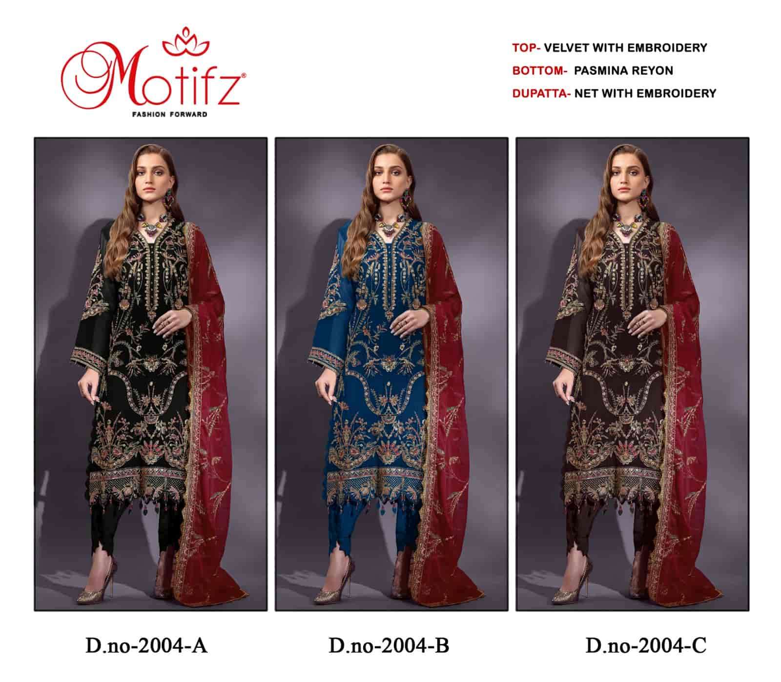 Motifz 2004 Colors Pakistani Festive Wear Style Designer Velvet Suit Wholesalers view 3