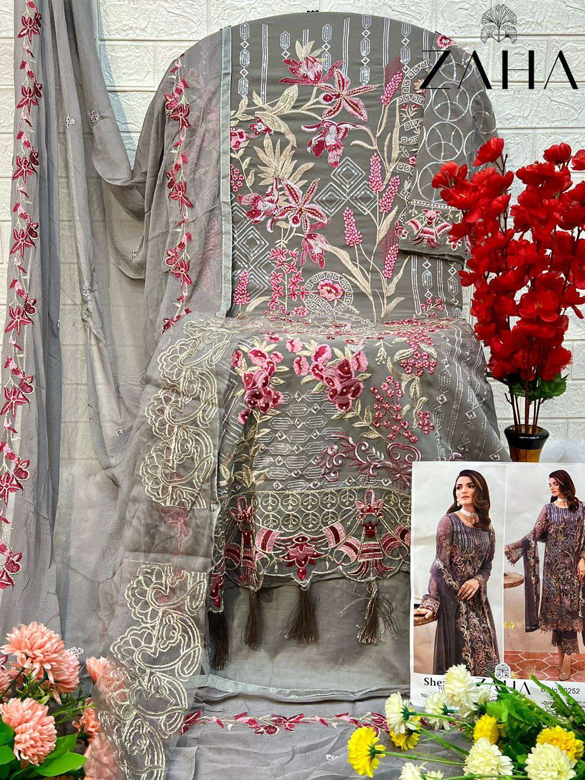 Zaha Shezlin Vol 1 10250 To 10252 Designer Pakistani Suit Catalog Wholesales view 7