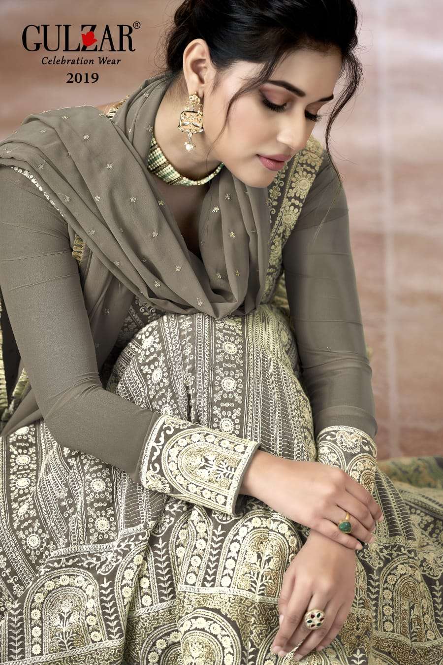 Gulzar Resham Latest Designer Anarkali Gown Partywear Collection view 5