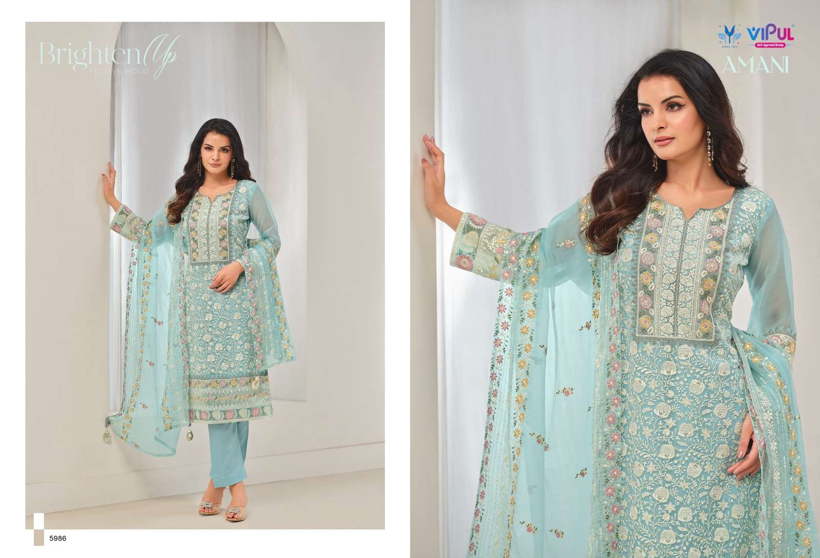 Vipul Fashion Amani 5981 To 5986 Designer Organza Partywear Suit view 10