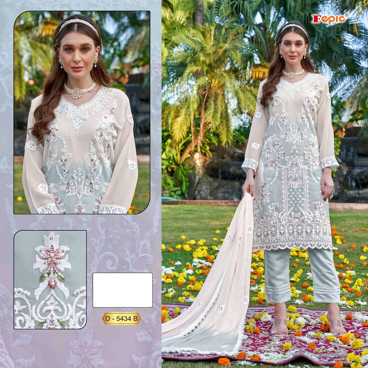 Fepic C 5434 Colors Latest Style Pakistani Embroidered Suit Wholesalers view 2