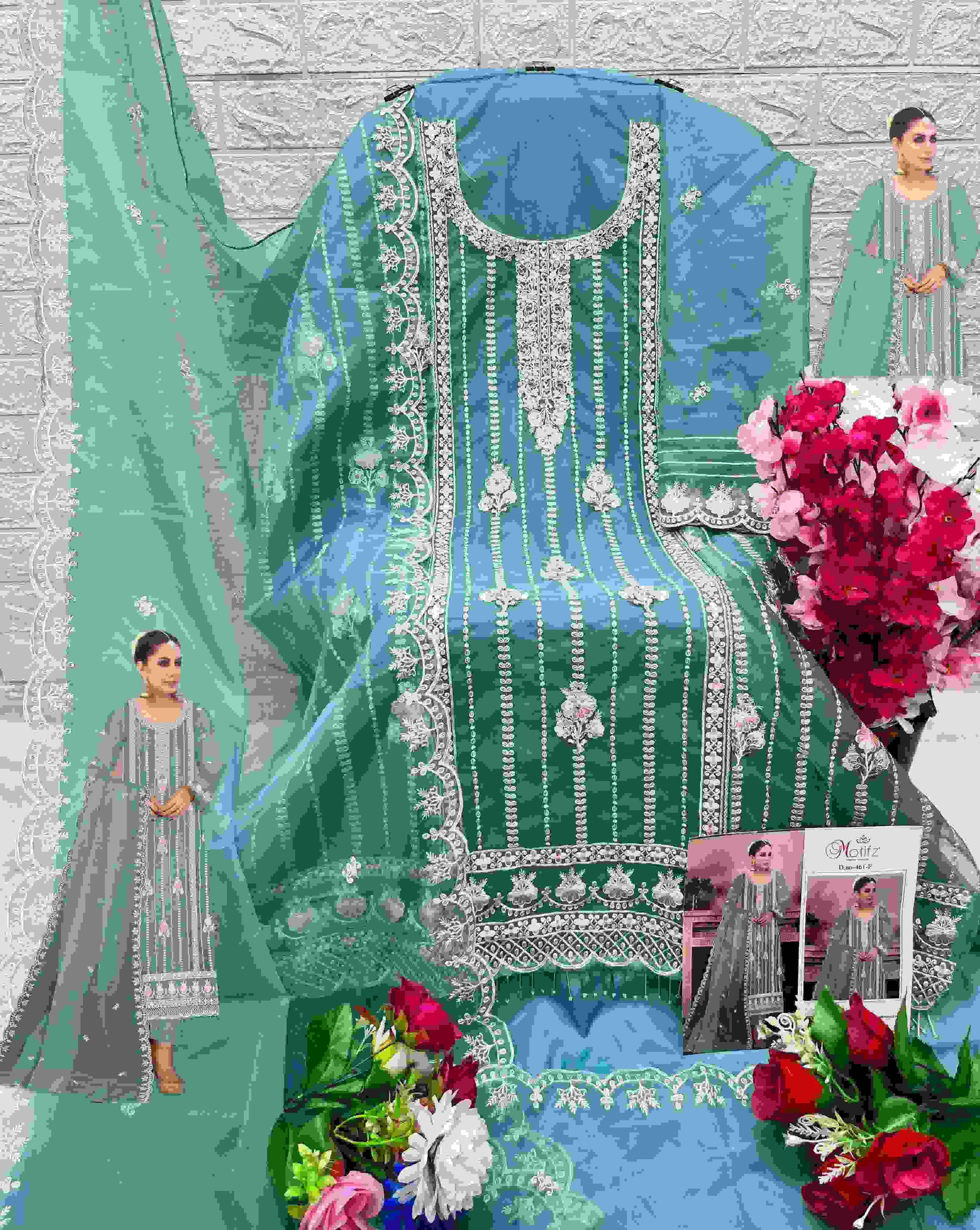 Motifz 461 Organza Straight Pakistani Suit view 4