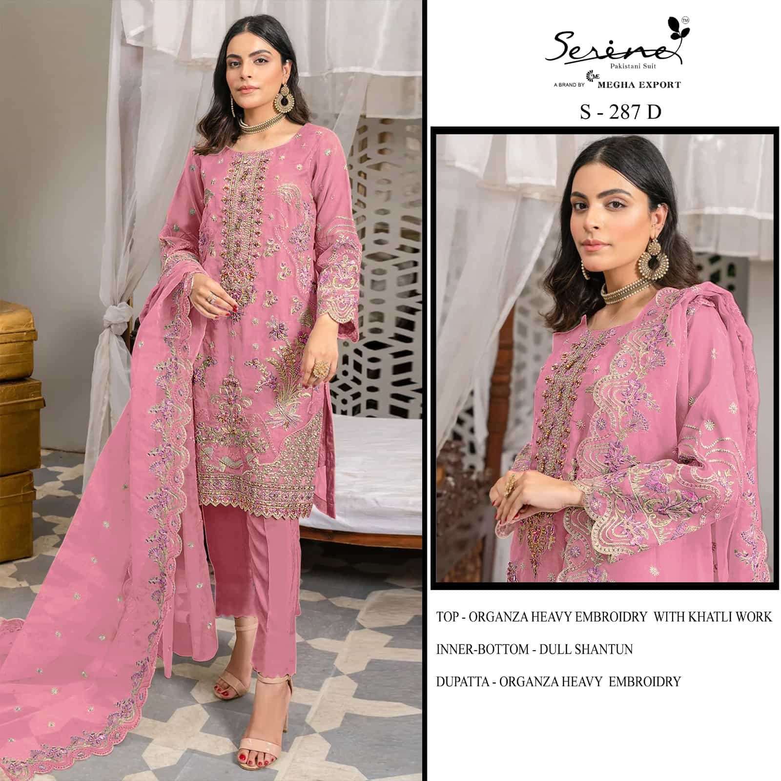 Megha Export S 287 Colors Organza Unstitched Pakistani Dress Glamour view 4