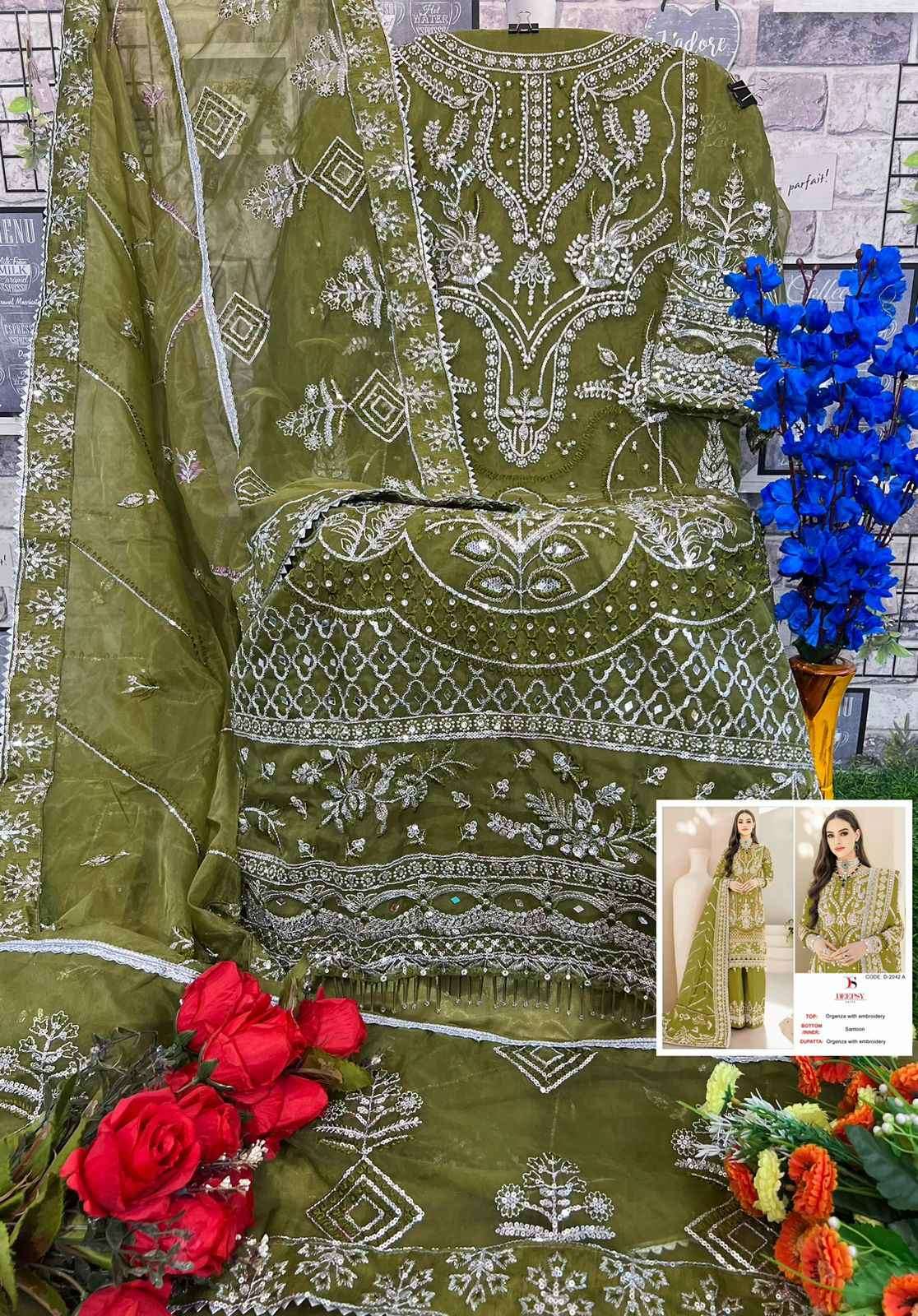 Deepsy 2042-A Organza Pakistani Suit