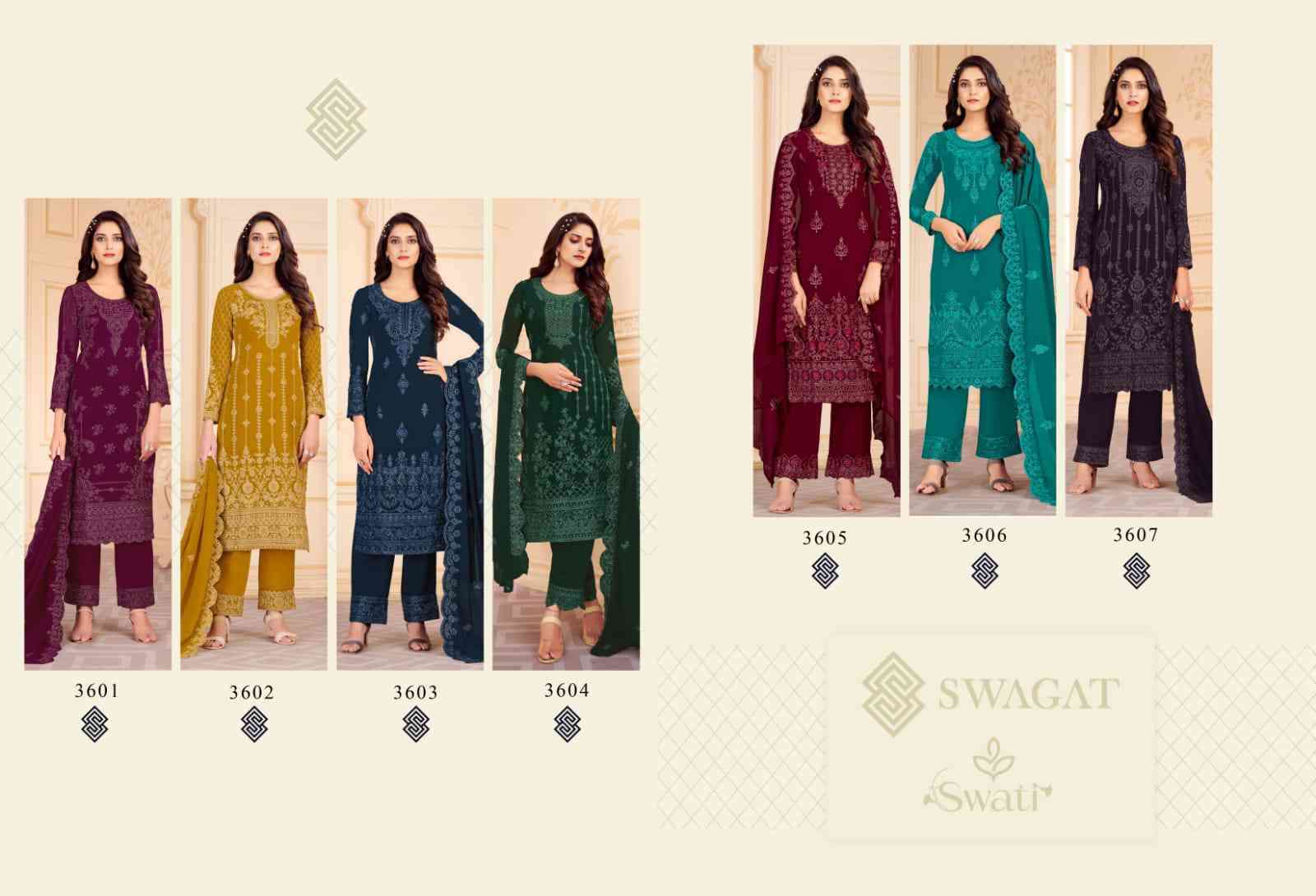 Swagat Swati 3601 To 3607 Designer Straight Suit New Collection view 11