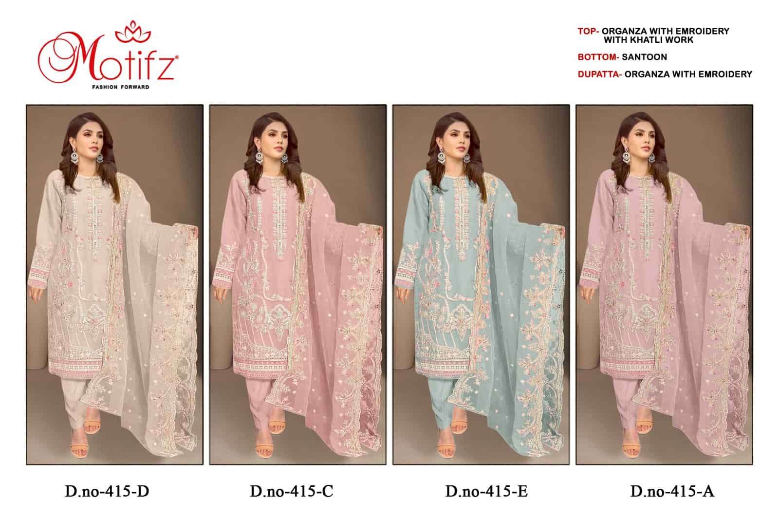 Motifz 415 Colors Pakistani Festive Wear Style Designer Salwar Suit Wholesalers view 5