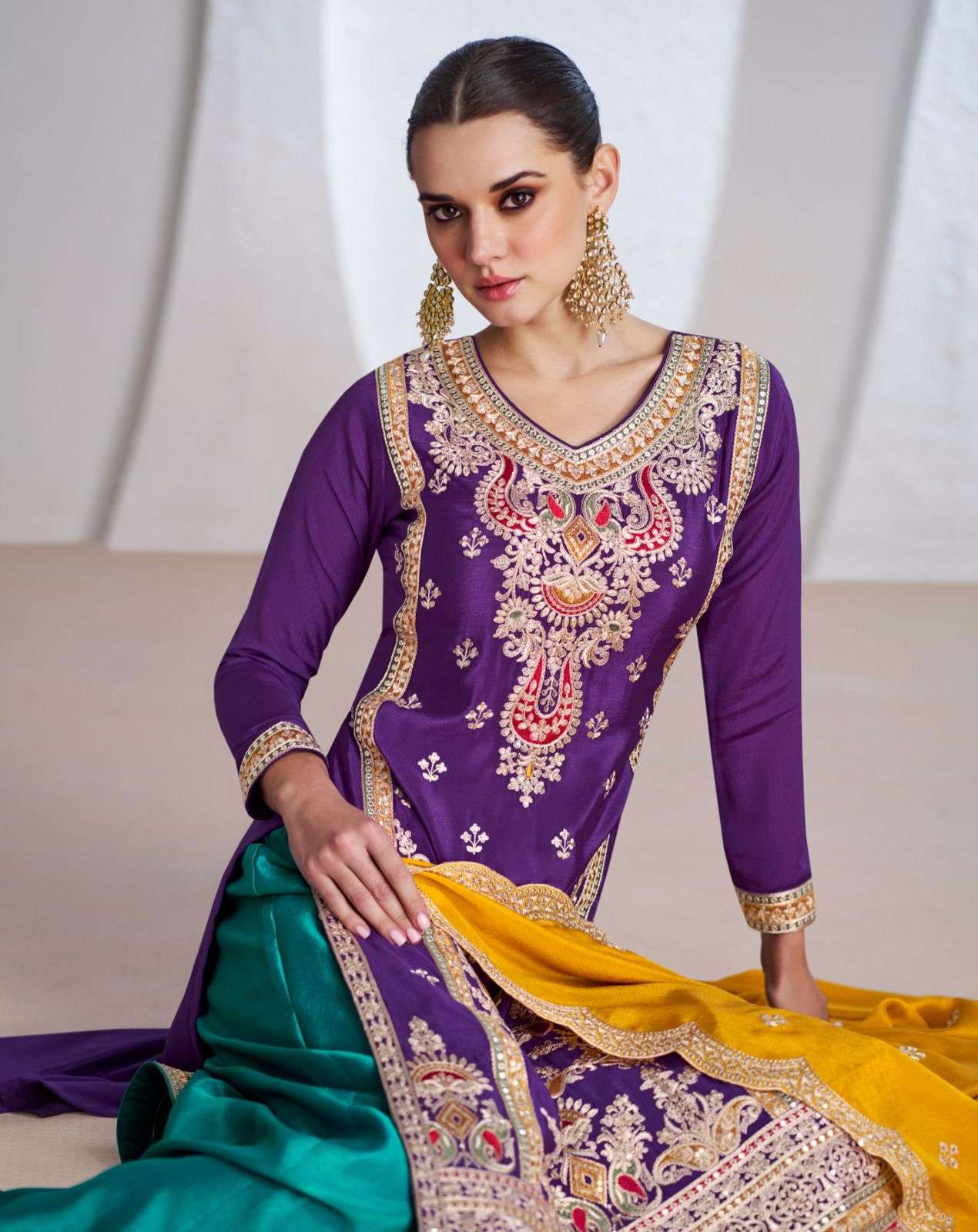 Aashirwad Minali Designer Silk Palazzo Dress view 5