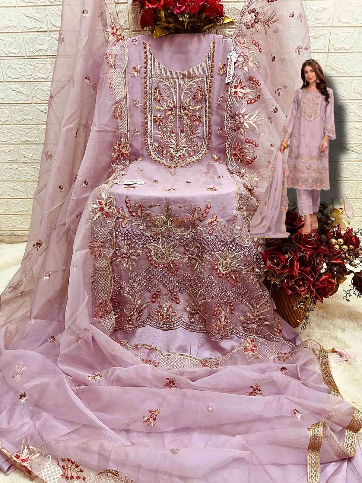 Fepic C 1773 C Pakistani Style Organza Embroidered Unstitched Suit Ensemble view 2