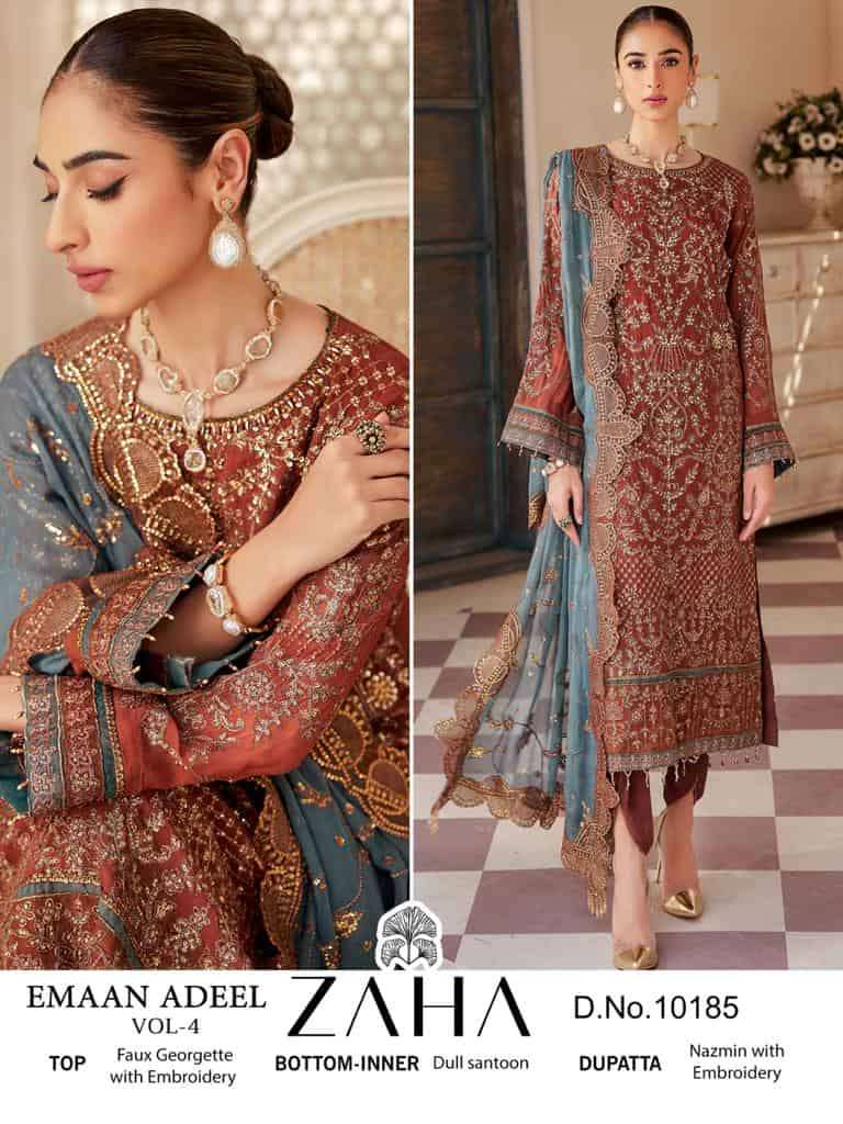 Zaha Emaan Adeel Vol 4 Pakistani Latest Designs Party Wear Suit Catalog Collection view 2