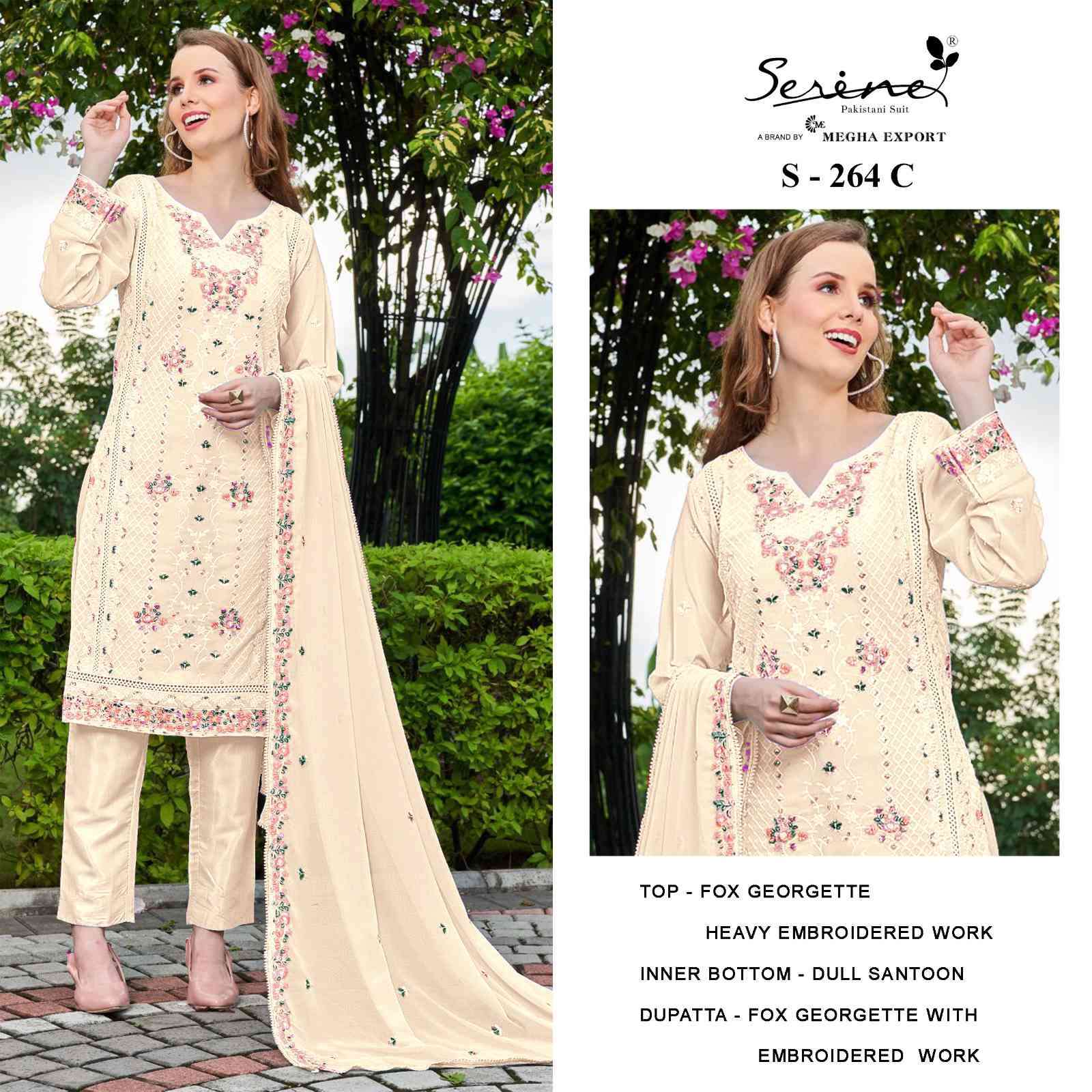 Serine S 264 Colors Pakistani Georgette Ladies Suit Catalog Wholesalers view 4