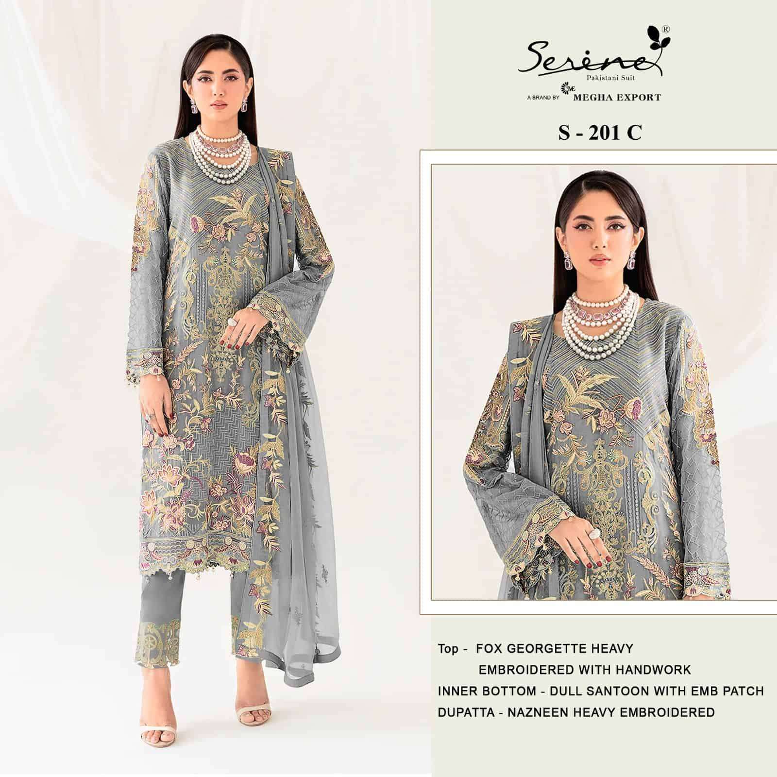 Serine S 201 Colors Pakistani Latest Designs Festive Wear Style Suit Exporter view 2
