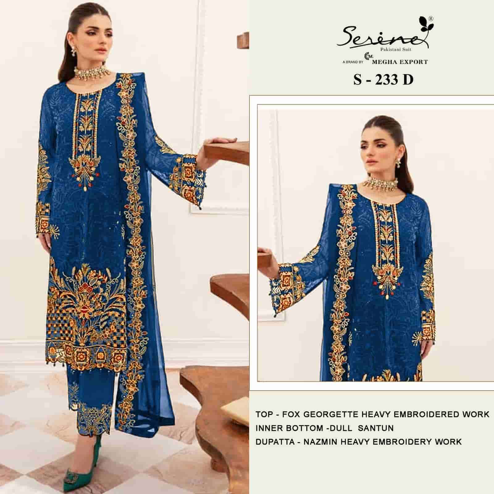 Megha Exports S 233 Colors Fancy Latest Designer Georgette Embroidered Suit Exporters view 4