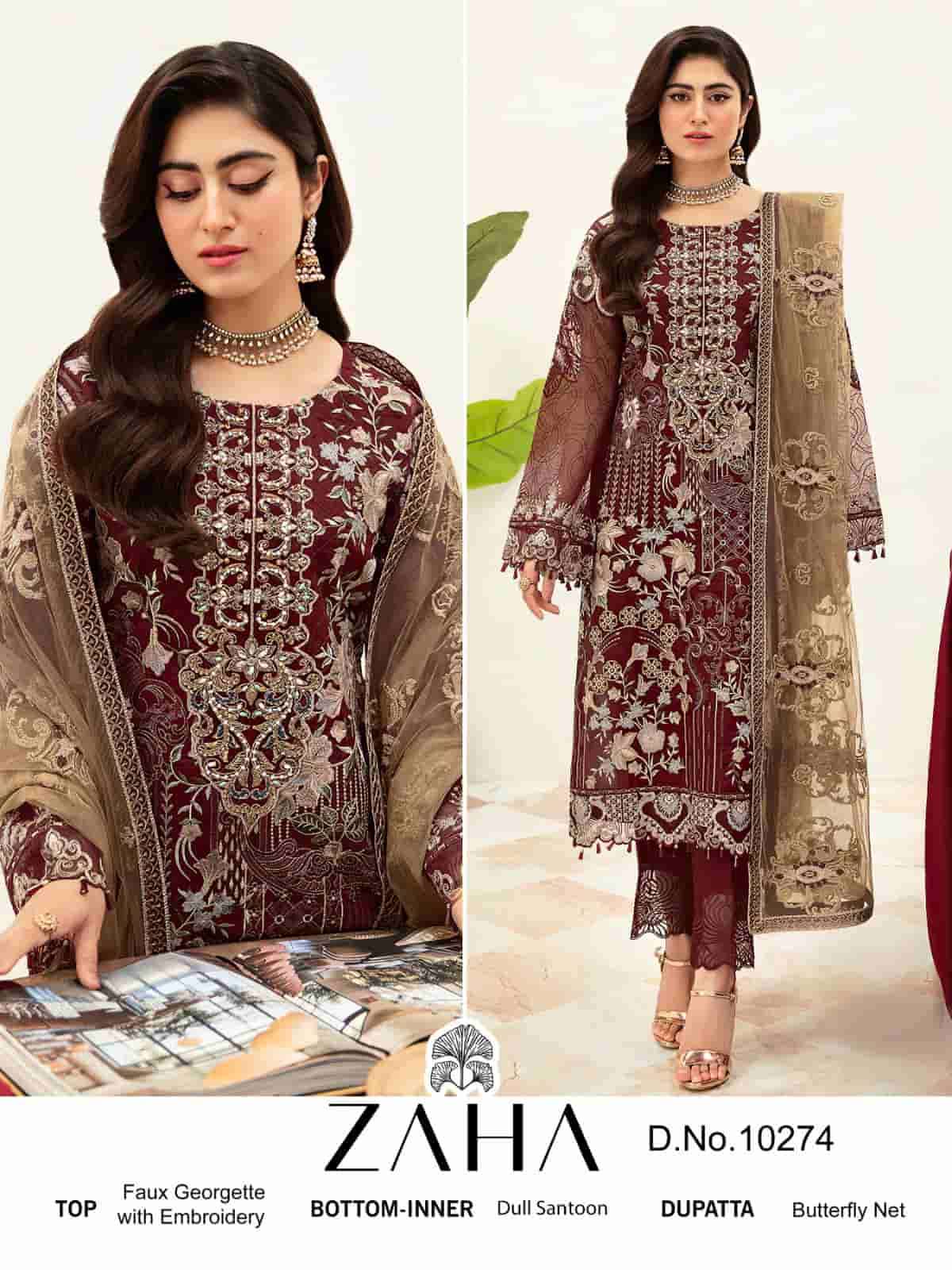 Zaha 10274 Heavy Embroidered Pakistani Dress view 3