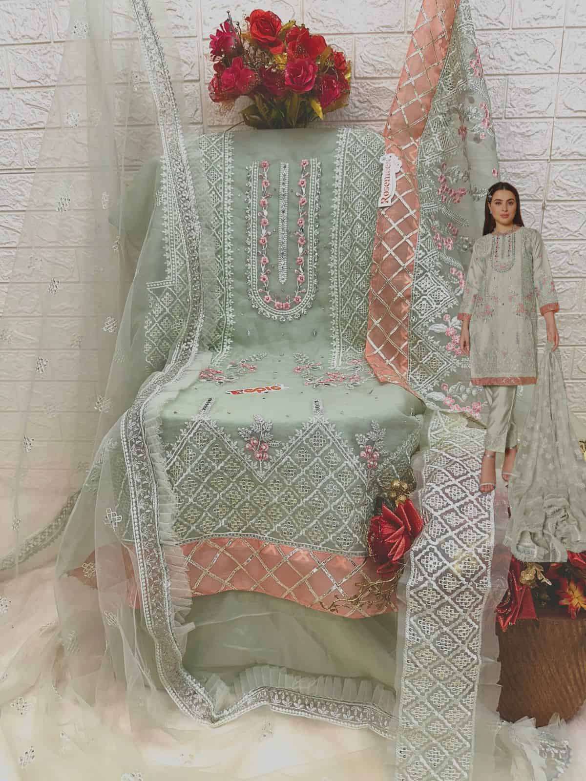 Fepic Rosemeen Organza Designer Suit C 1669 view 7