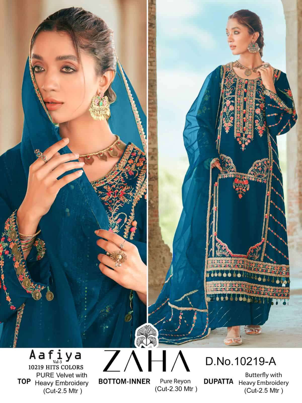 Zaha 10219 A Pakistani Festive Wear Designer Winter Wear Suit Exporter view 2