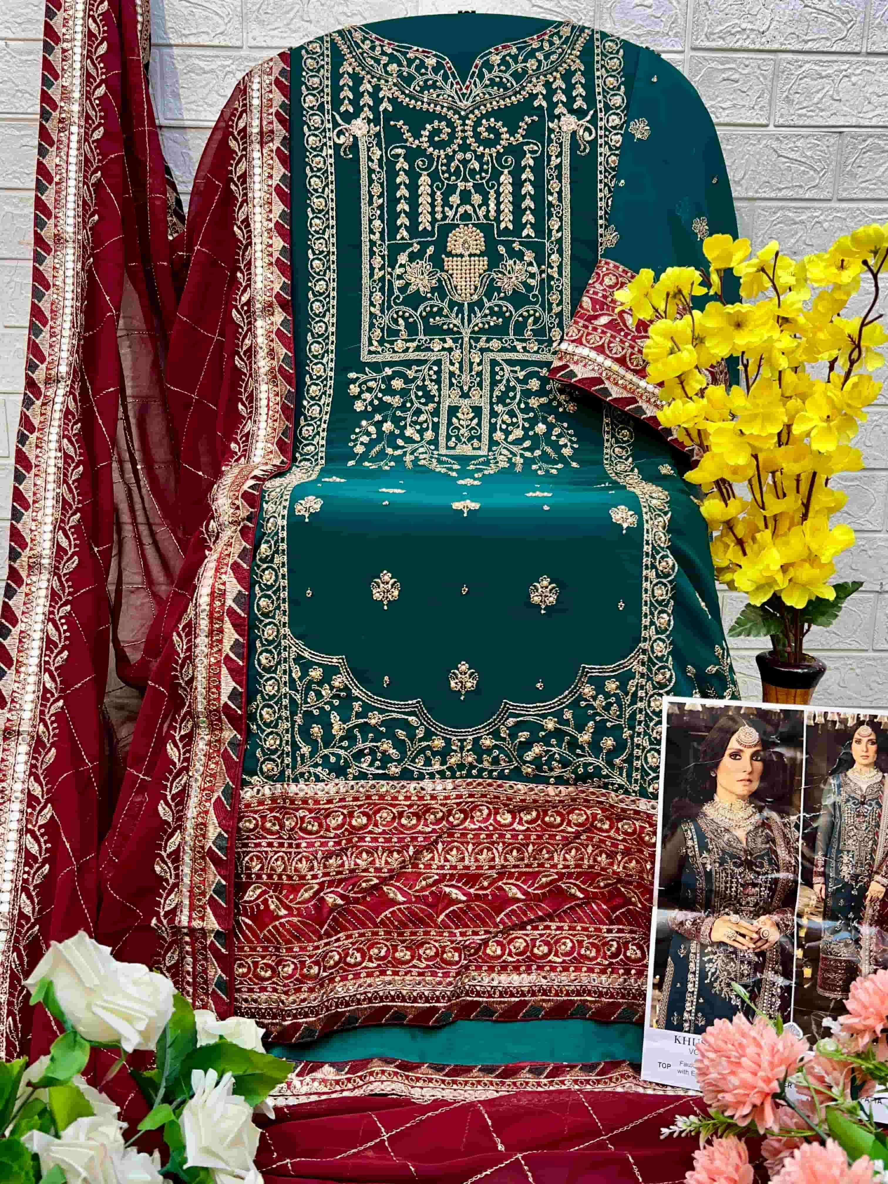 Zaha 10325 Pakistani Designer Georgette Embroidered Suit Exporter view 2