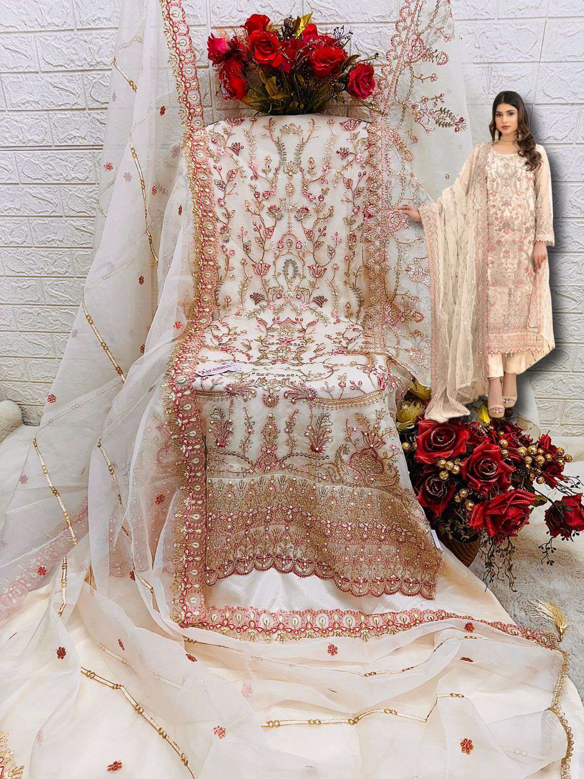 Fepic C 1802 Colors Pakistani Organza Partywear Designs Suit Wholesalers view 5