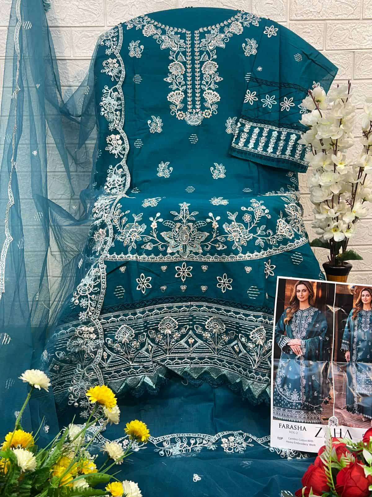 Zaha 10321 Latest exclusive Heavy Embroidered Designer Dress view 2