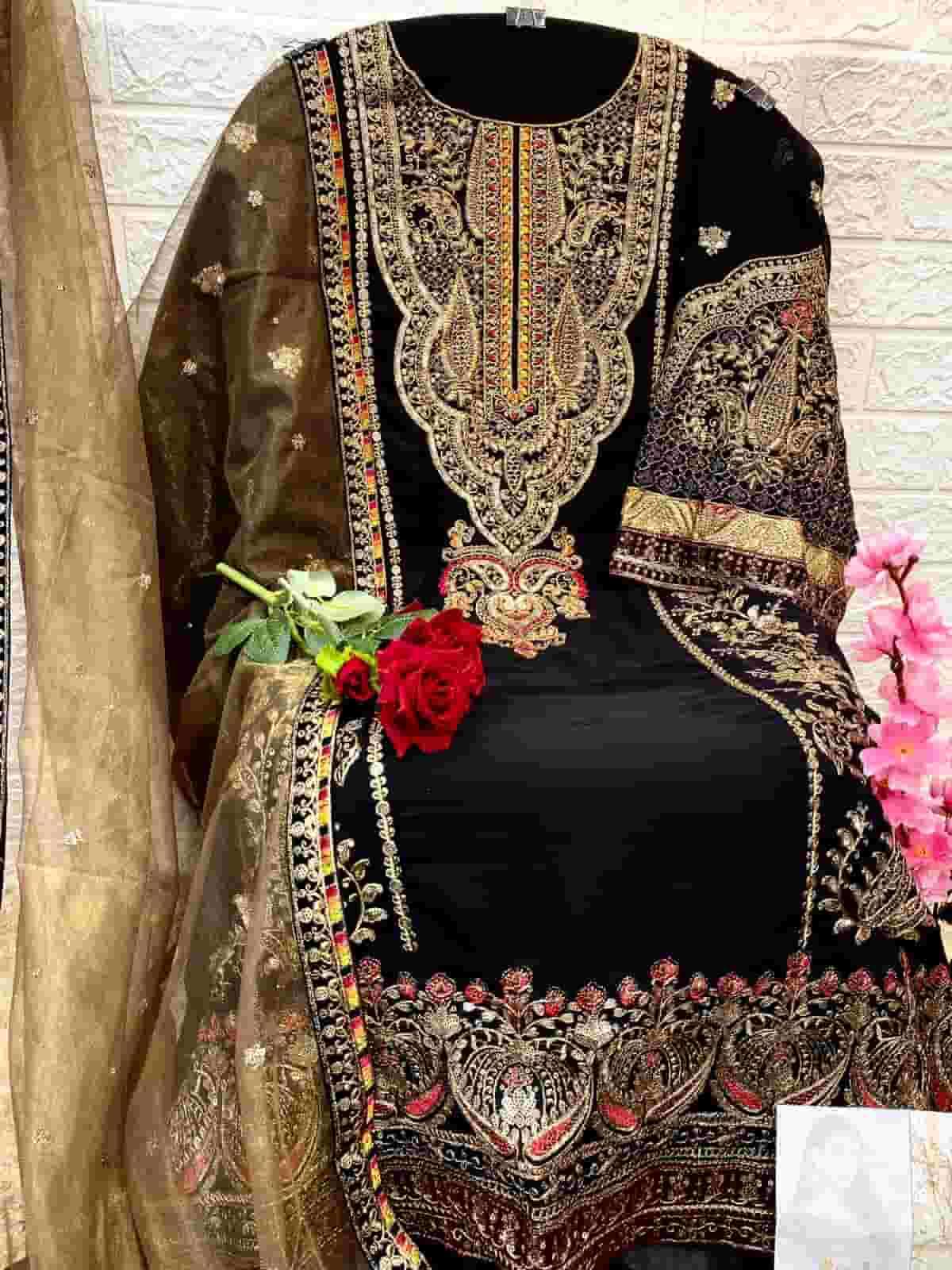Fepic C 1291 Pakistani Designer Style Georgette Embroidered Suit Exporter view 2