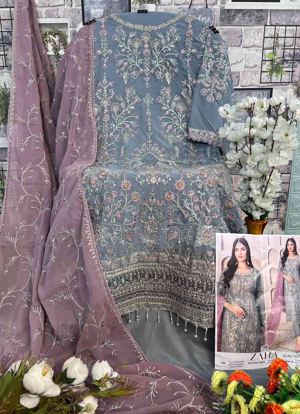 Zaha Zarina Heavy Embroidered Pakistani Suit view 2