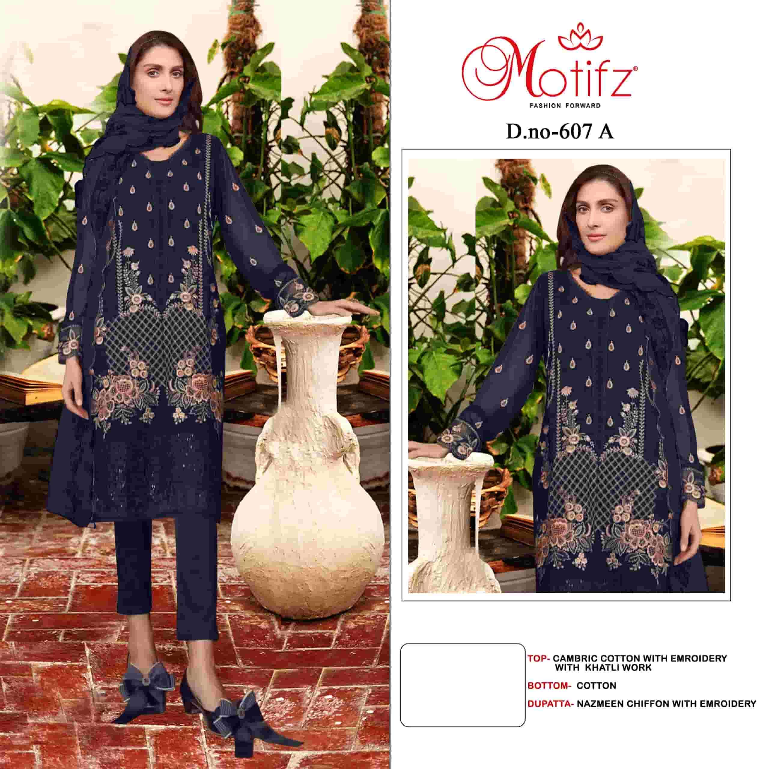 Motifz 607 A Embroidered Cotton Salwar Suit