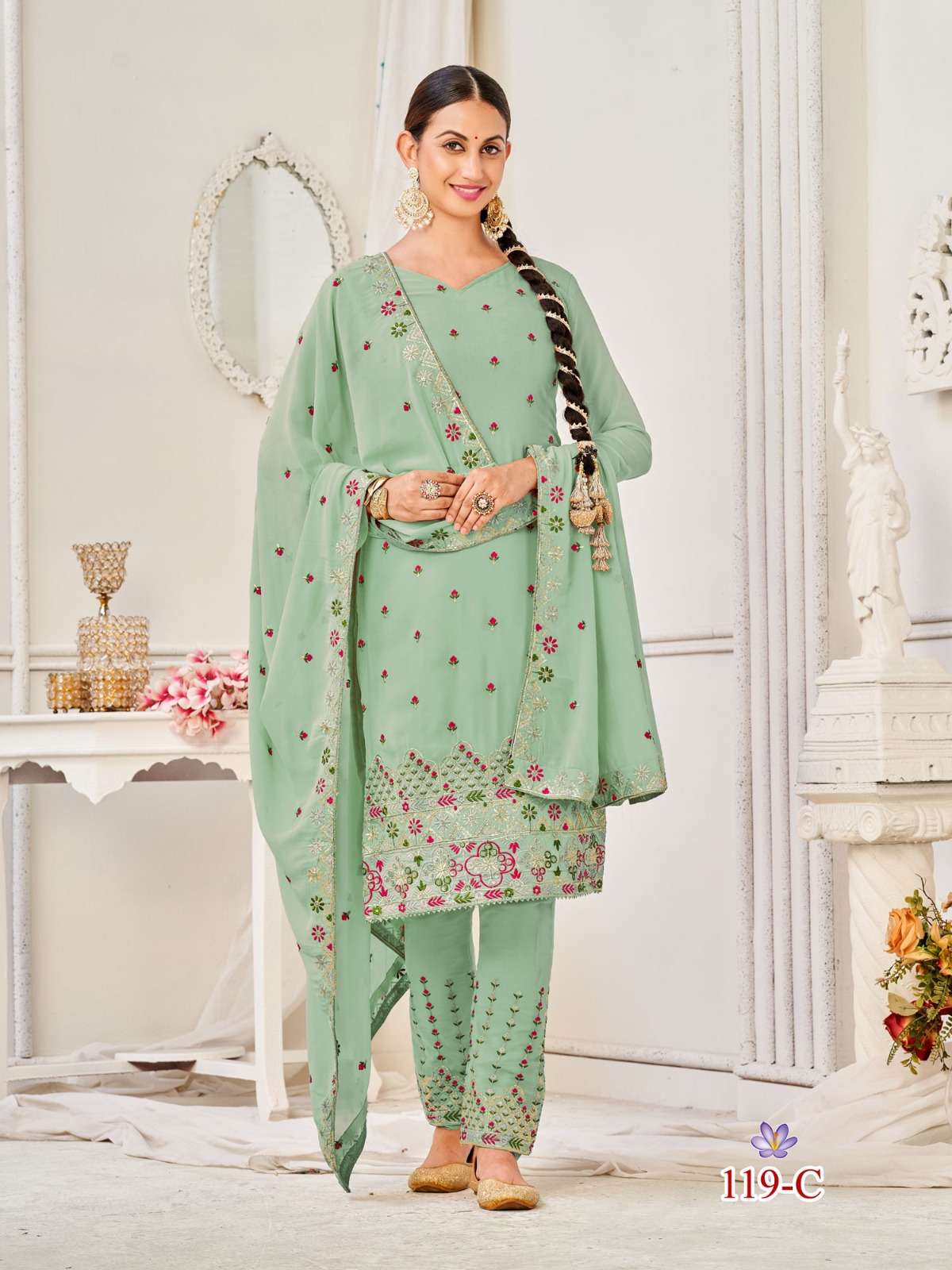 Alfaaz Liyana 119 Colors Fancy Georgette Festive Wear Dress New Collection view 3