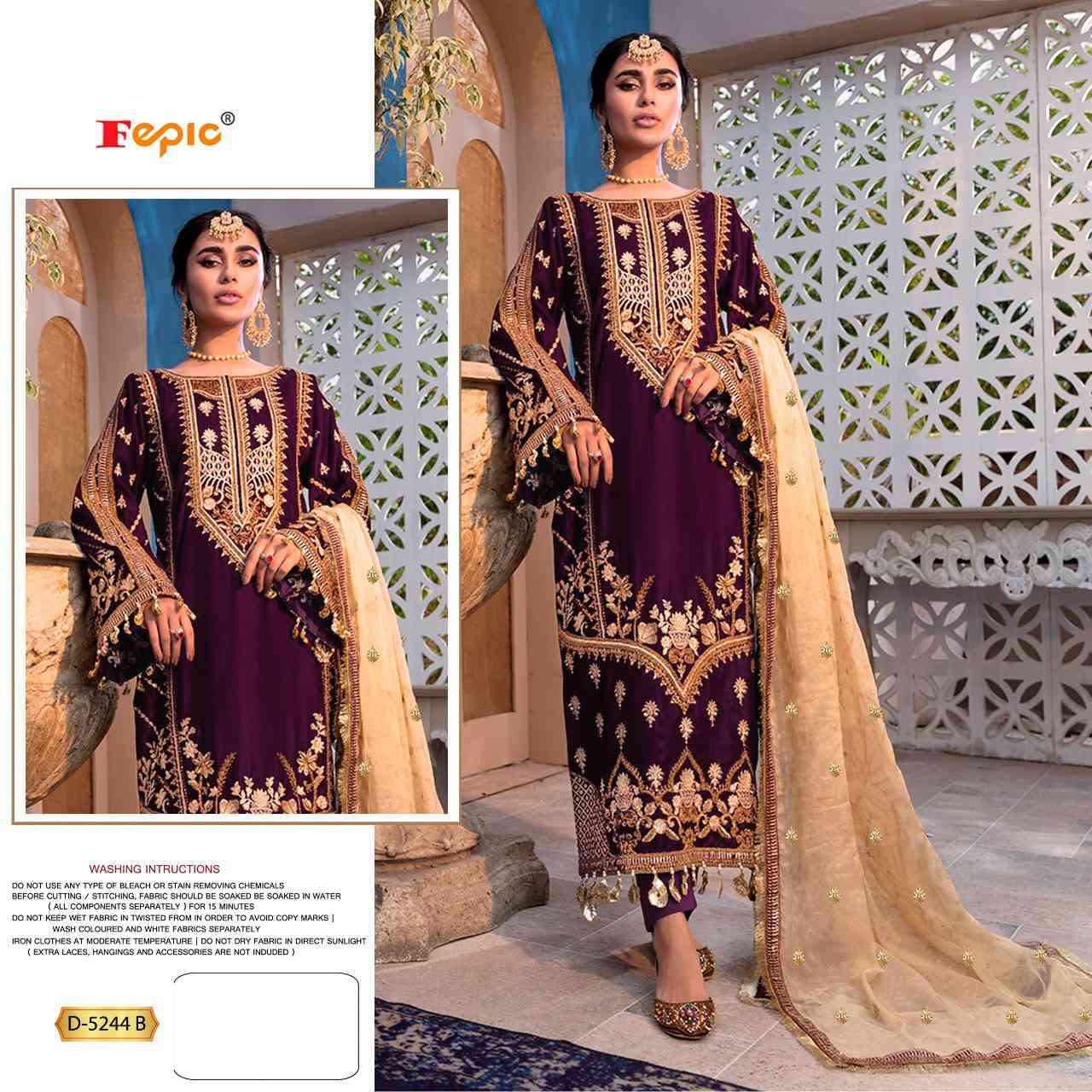 Fepic D 5244 Colors Velvet Embroidered Dress view 3