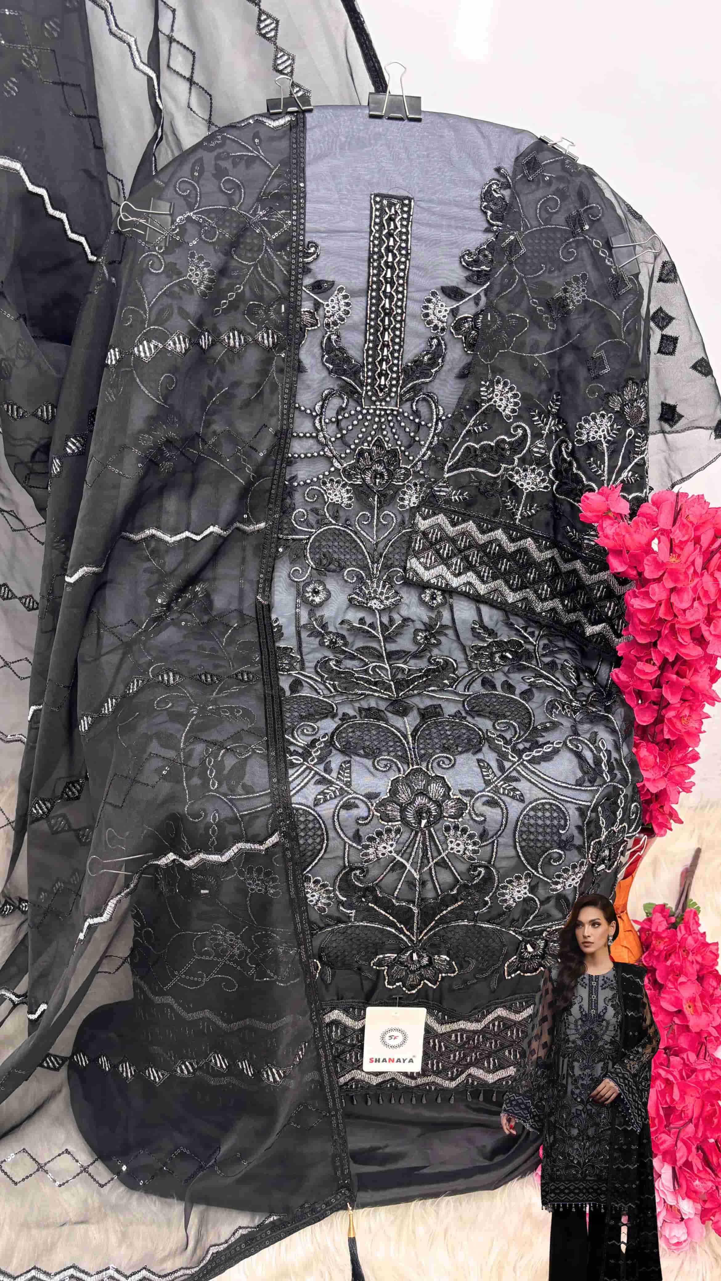 Shanaya S 187 Pakistani Designer Organza Embroidered Suit Exporter view 3