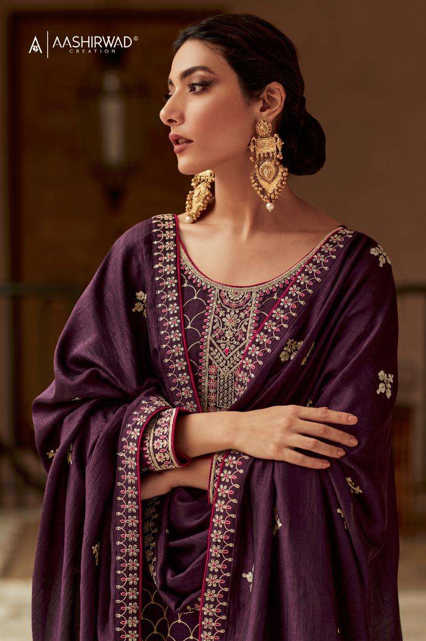 Aashirwad Nargis 9442 To 9446 New Designer Silk Suit Collection view 10