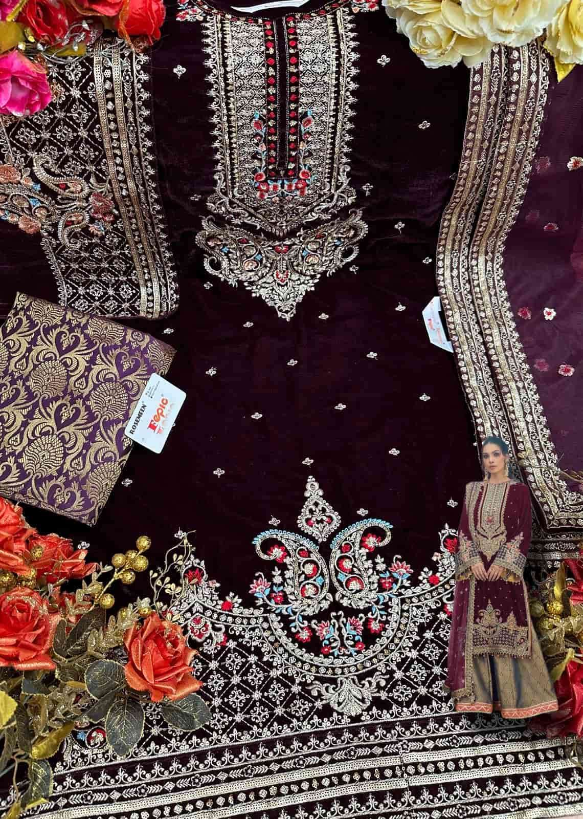 Fepic V 17020 C Exclusive Heavy Designer Pakistani Velvet Suit Collection view 2