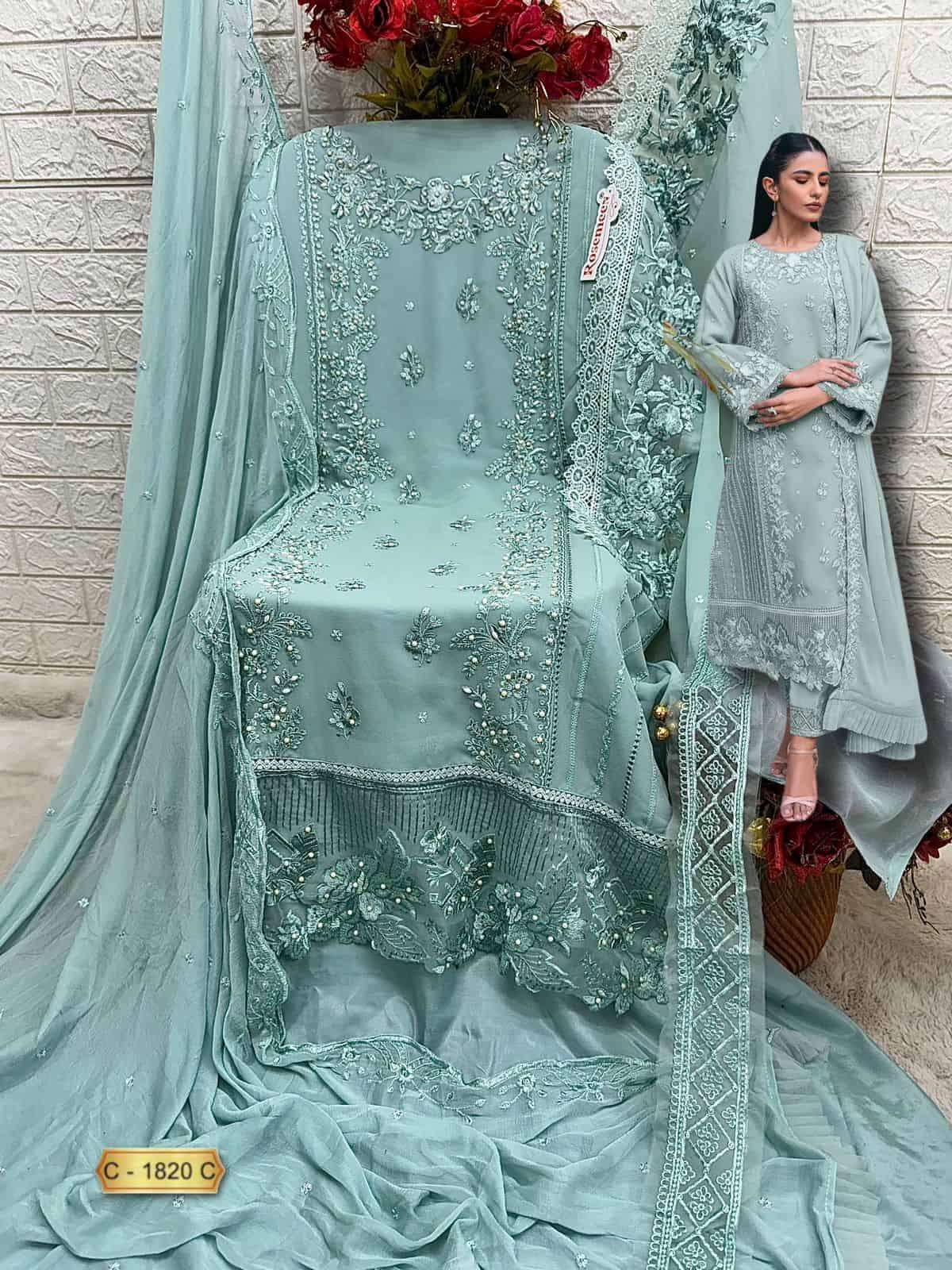 FEpic C 1820 C Exclusive Heavy Designer Style Pakistani Embroidered Suit Ensemble view 2