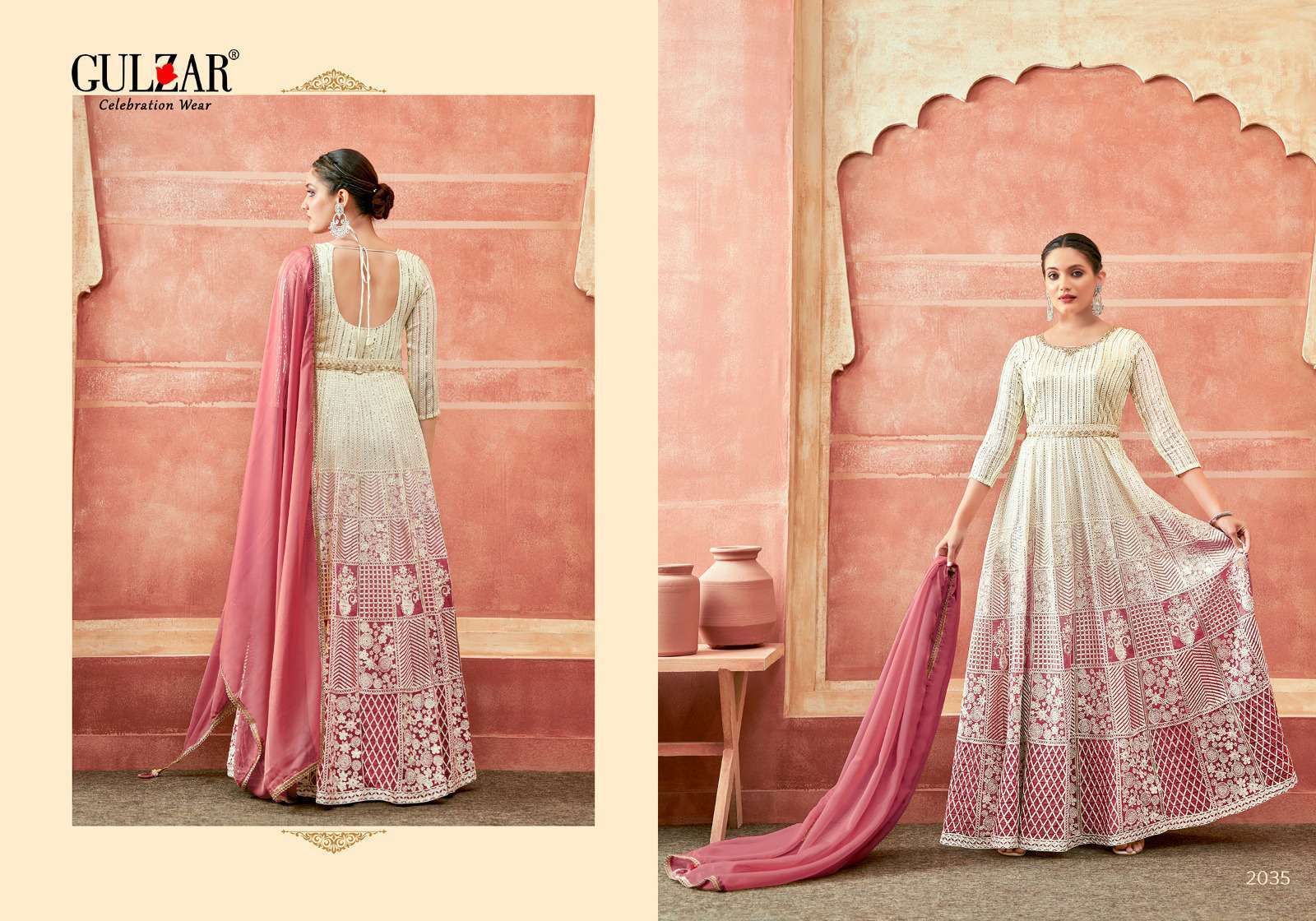 Gulzar Falguni 2035 To 2039 Traditional Wear Gown Dupatta Set Latest Collection view 4