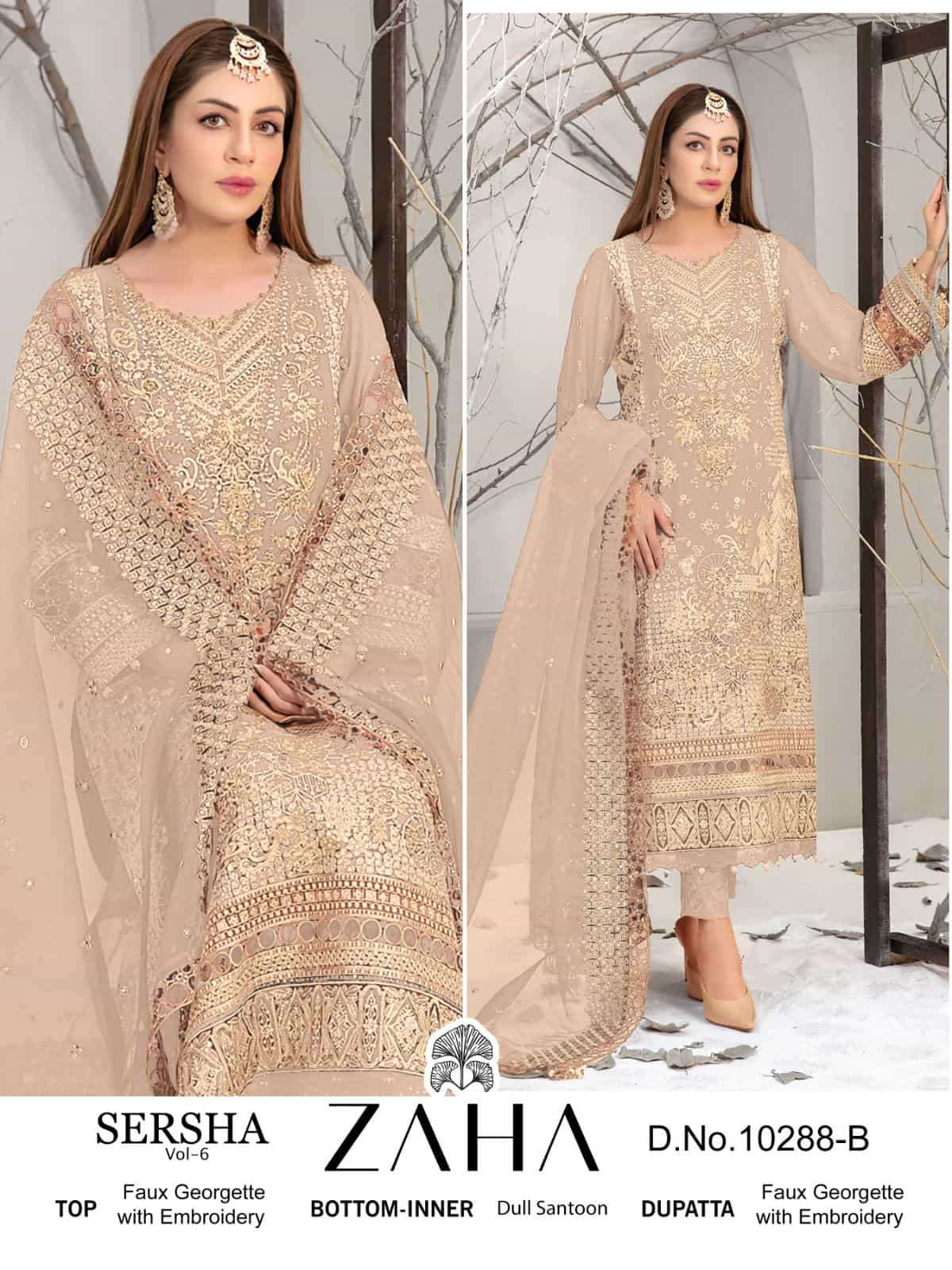 Zaha Sersha Vol-6 Embroidered Georgette Salwar