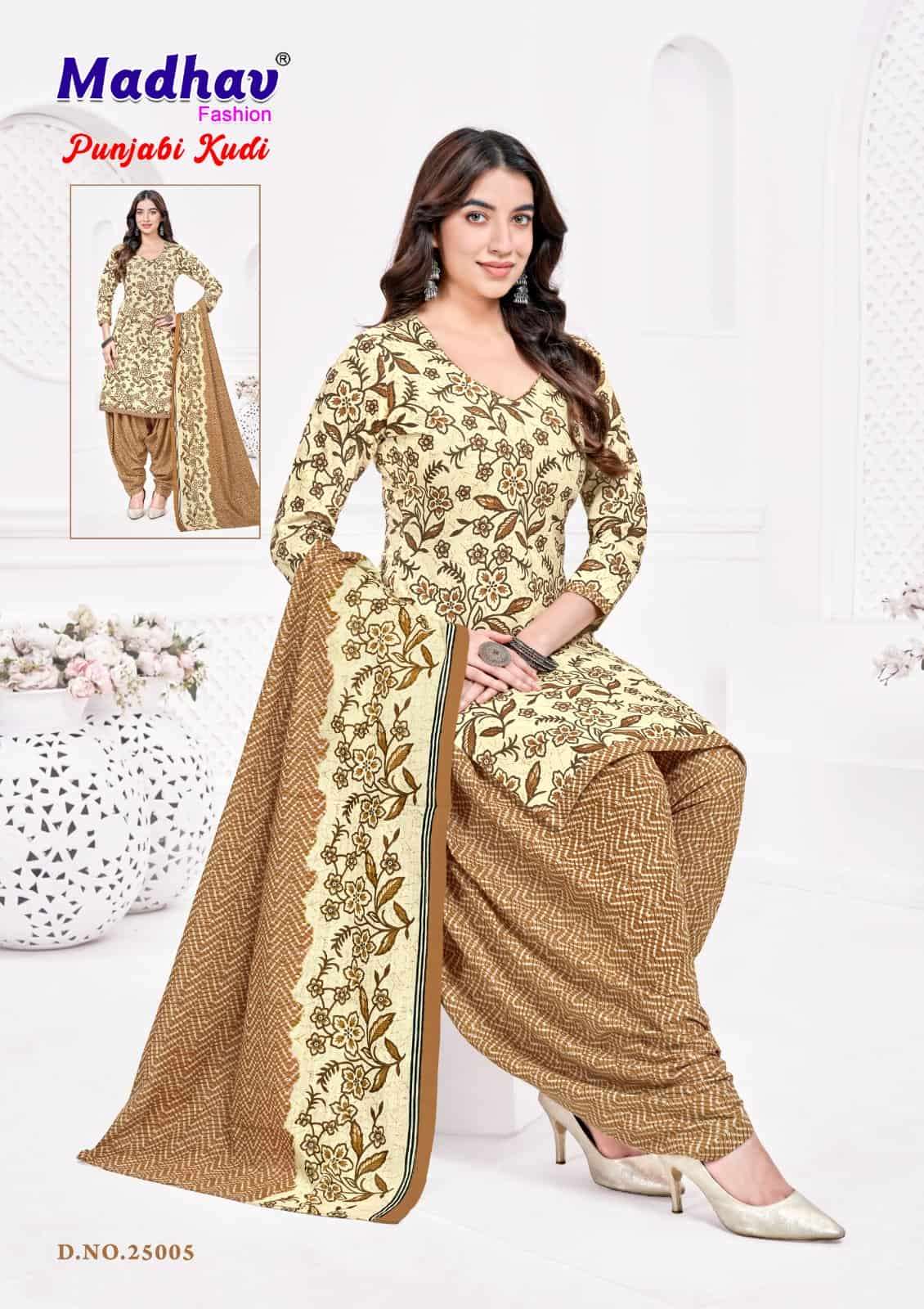 Madhav Fashion Punjabi Kudi Vol 25 Unstitch Cotton Salwar Suit Exporters view 7
