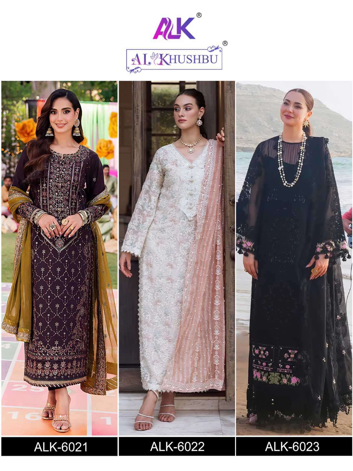 Al Khushu Pakistani Georgette Embroidered Suit view 9