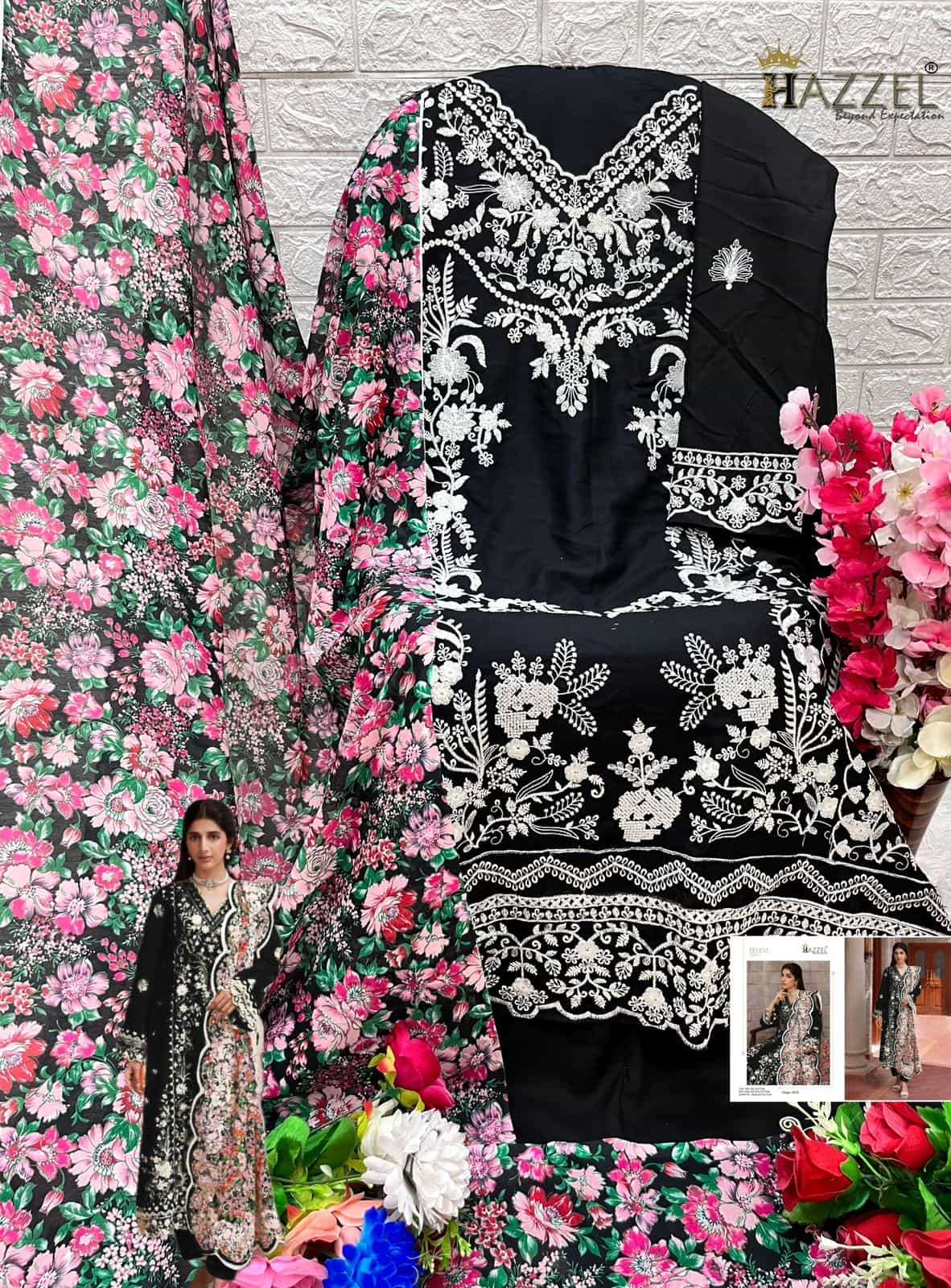 Hazzel 89 Colors Festive Wear Style Designer Embroidered Cotton Dress Wholesalers view 6