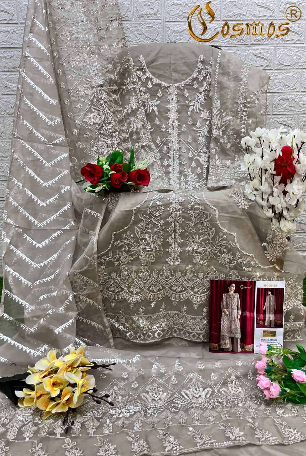 Cosmos Gold 25 Embroidered Dress Ensemble view 2
