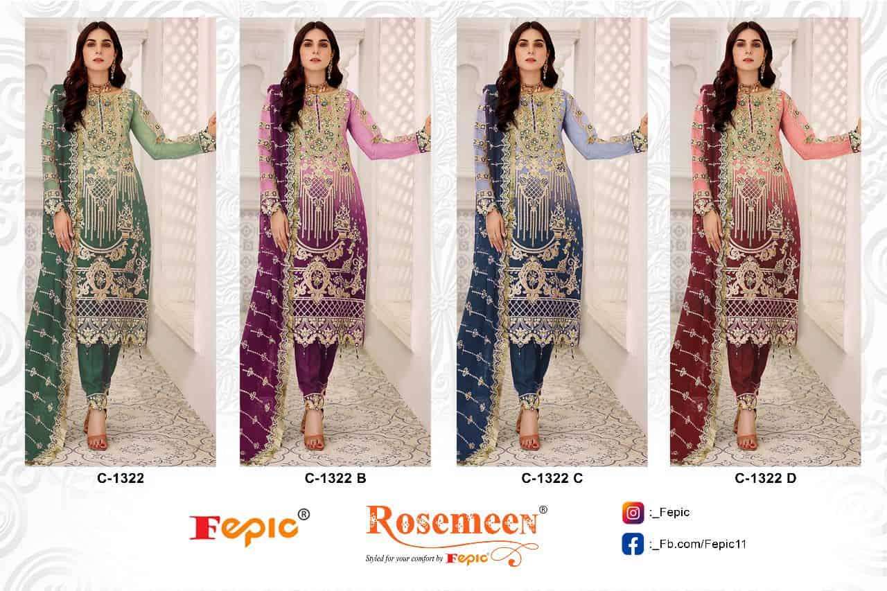 Fepic Rosemeen C 1322 Colors Pakistani New Designs Party Wear Suit Wholesalers view 5