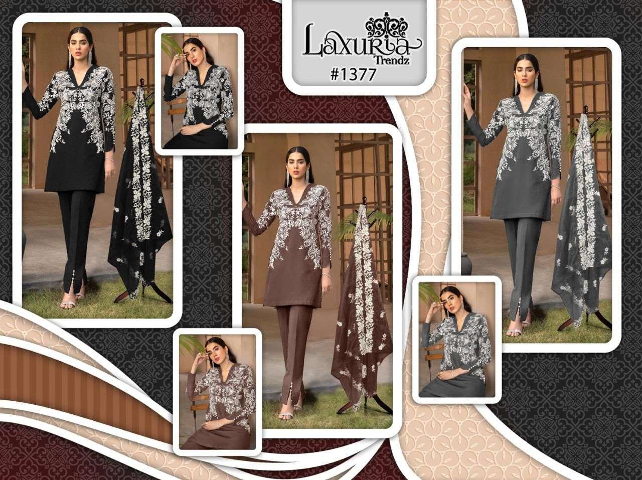 Laxuria Trends 1377 Latest Fancy Designer Ethnic Wear Kurti Bottom Dupatta Set Collection view 3