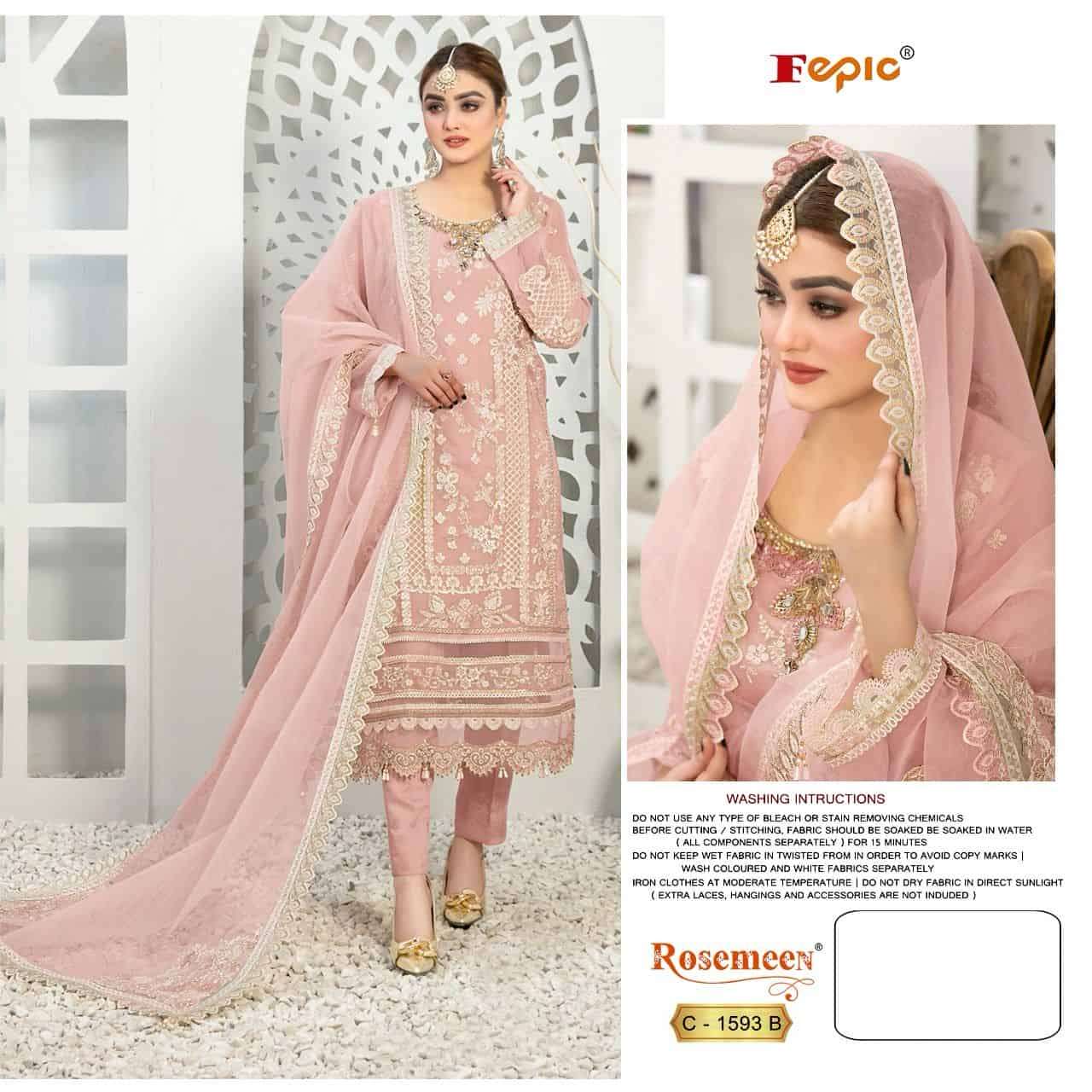 Fepic Rosemeen Organza Embroidered Suit