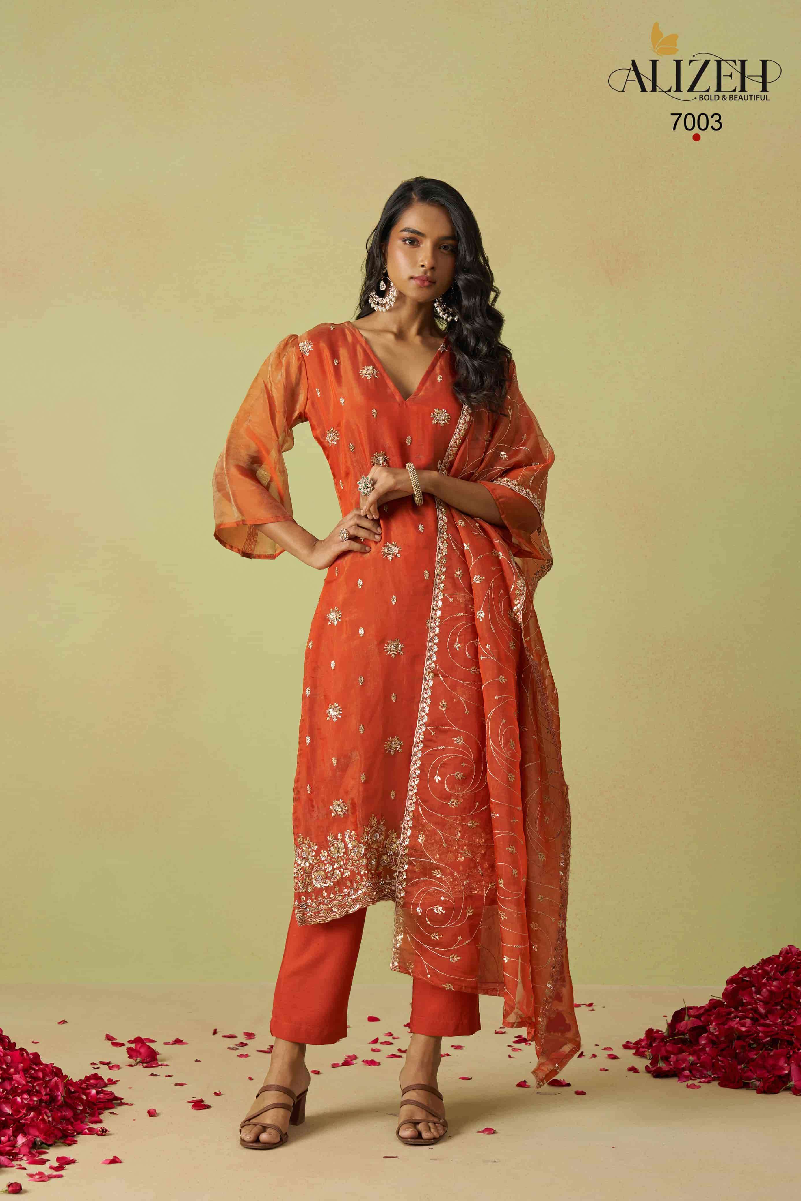 Alizeh Gulaabo 7001 to 7004 Shimmer Organza Salwar Suits view 14