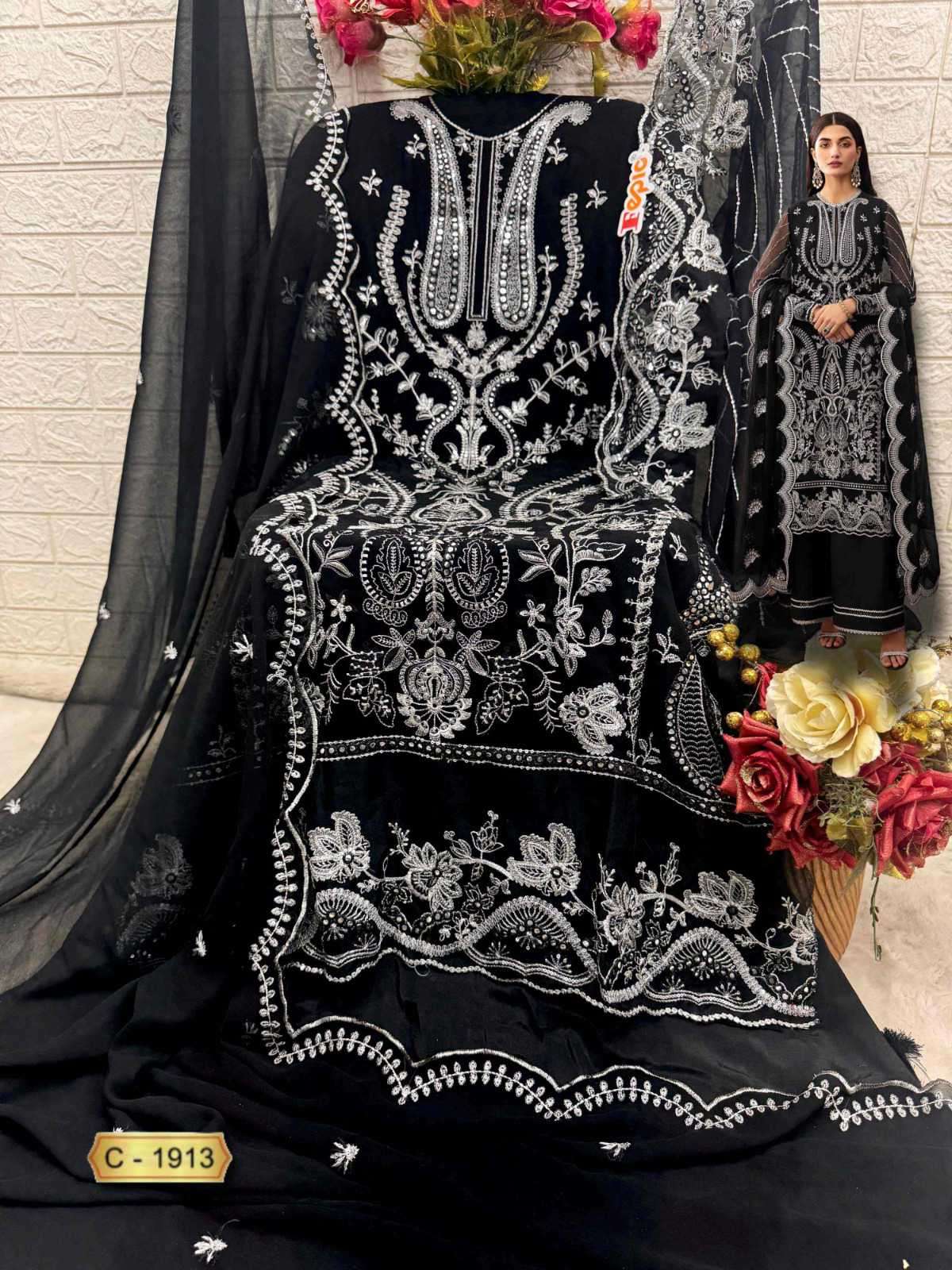 Fepic C 1913 Colors Designer Work Georgette Suit Pakistani Concept view 5